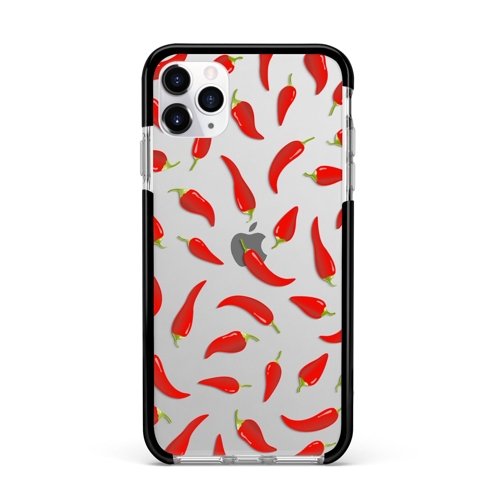 Chilli Pepper Apple iPhone 11 Pro Max in Silver with Black Impact Case