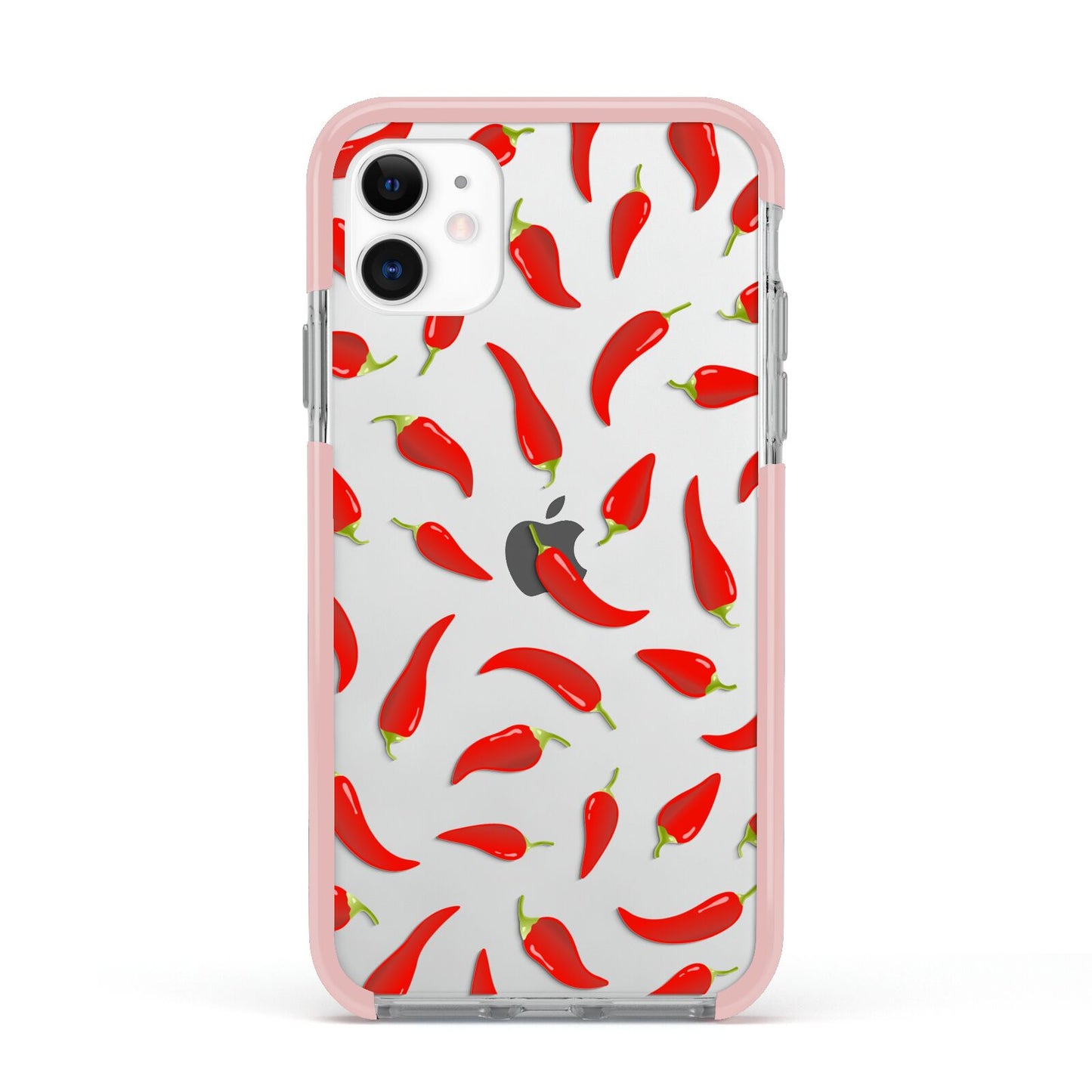 Chilli Pepper Apple iPhone 11 in White with Pink Impact Case