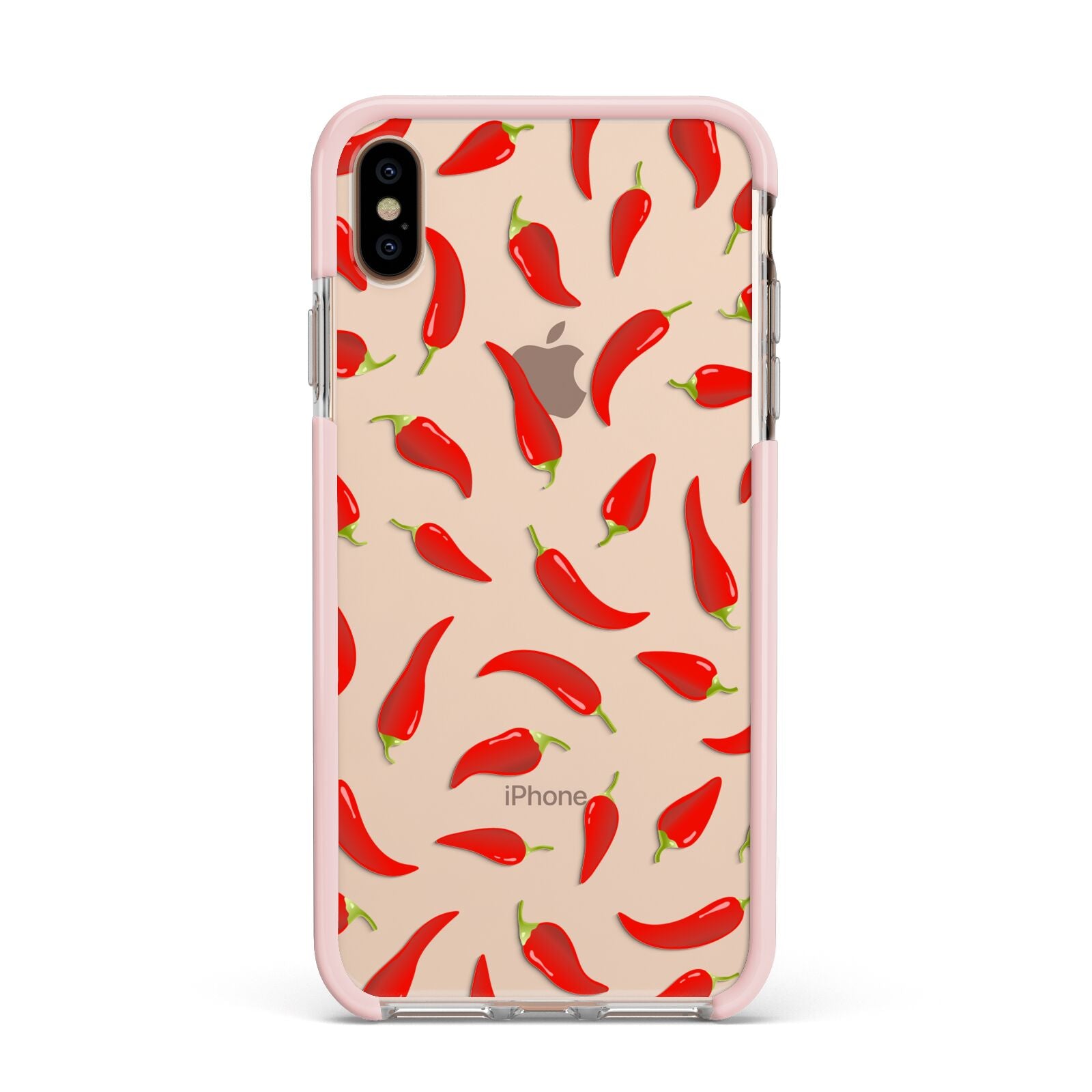 Chilli Pepper Apple iPhone Xs Max Impact Case Pink Edge on Gold Phone