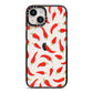 Chilli Pepper iPhone 14 Black Impact Case on Silver phone