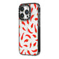Chilli Pepper iPhone 14 Pro Black Impact Case Side Angle on Silver phone