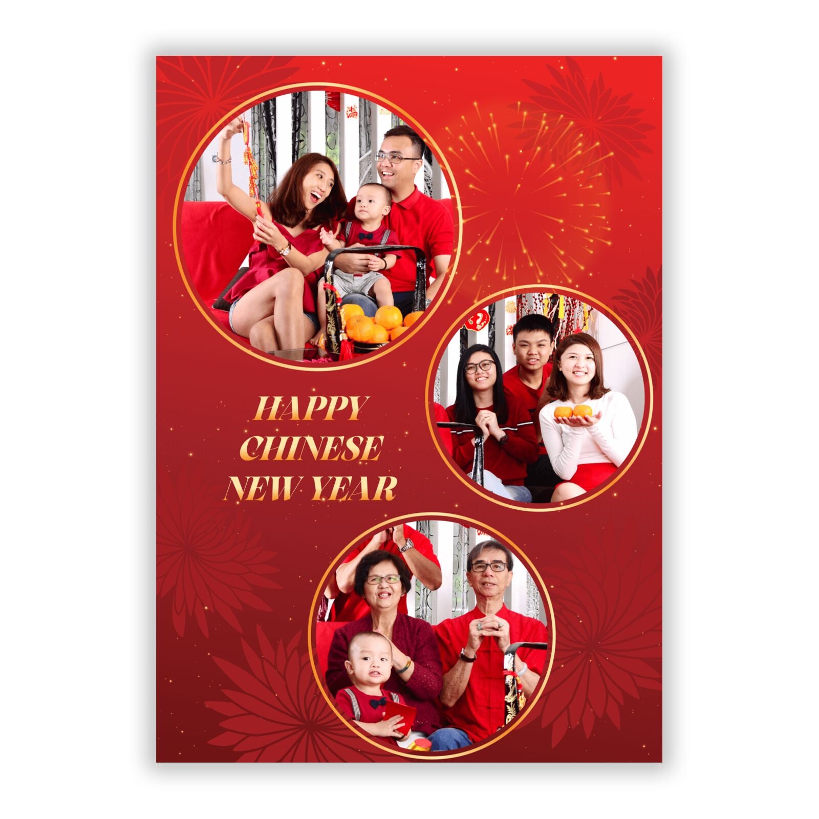 Chinese New Year Photo Collage A5 Flat Greetings Card