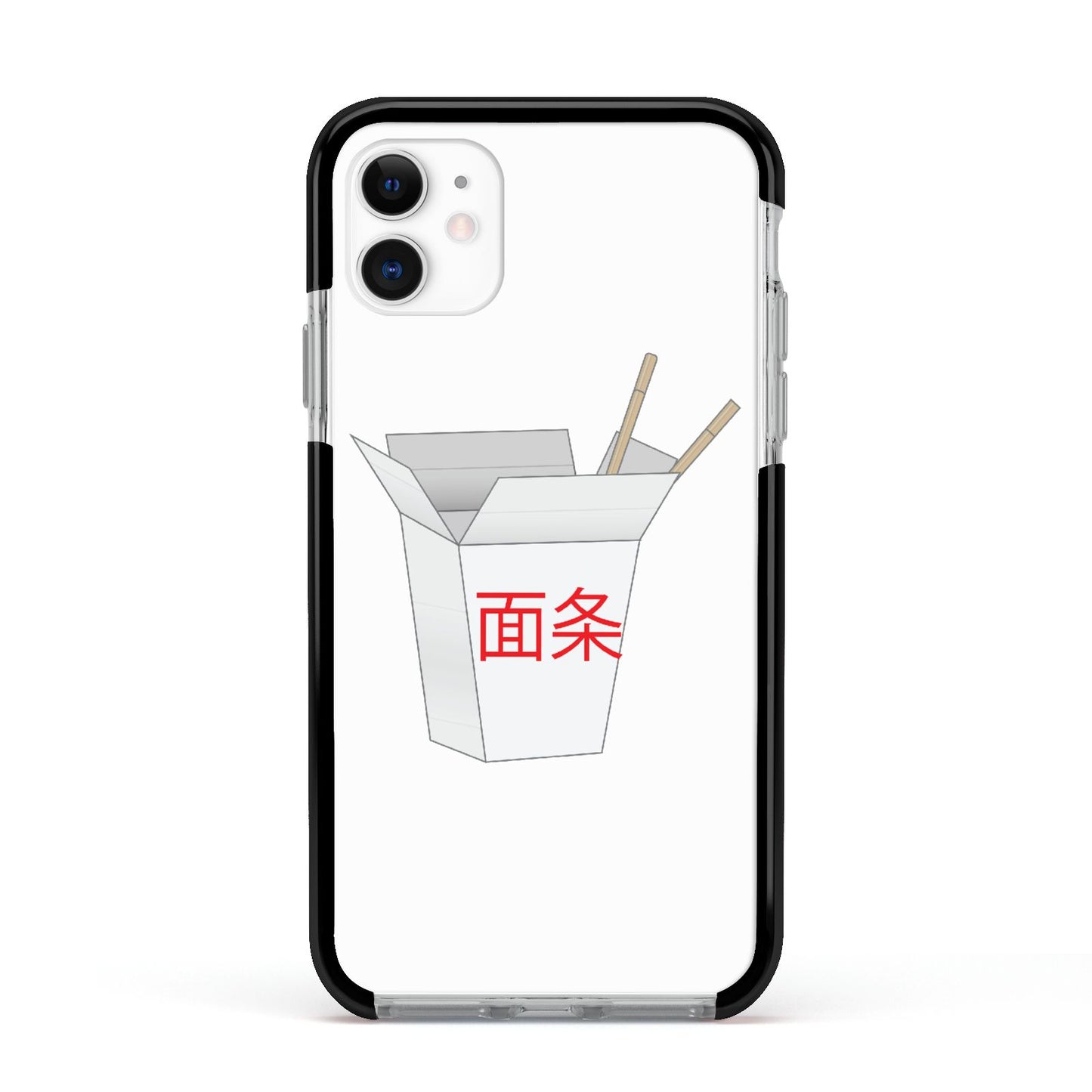 Chinese Takeaway Box Apple iPhone 11 in White with Black Impact Case