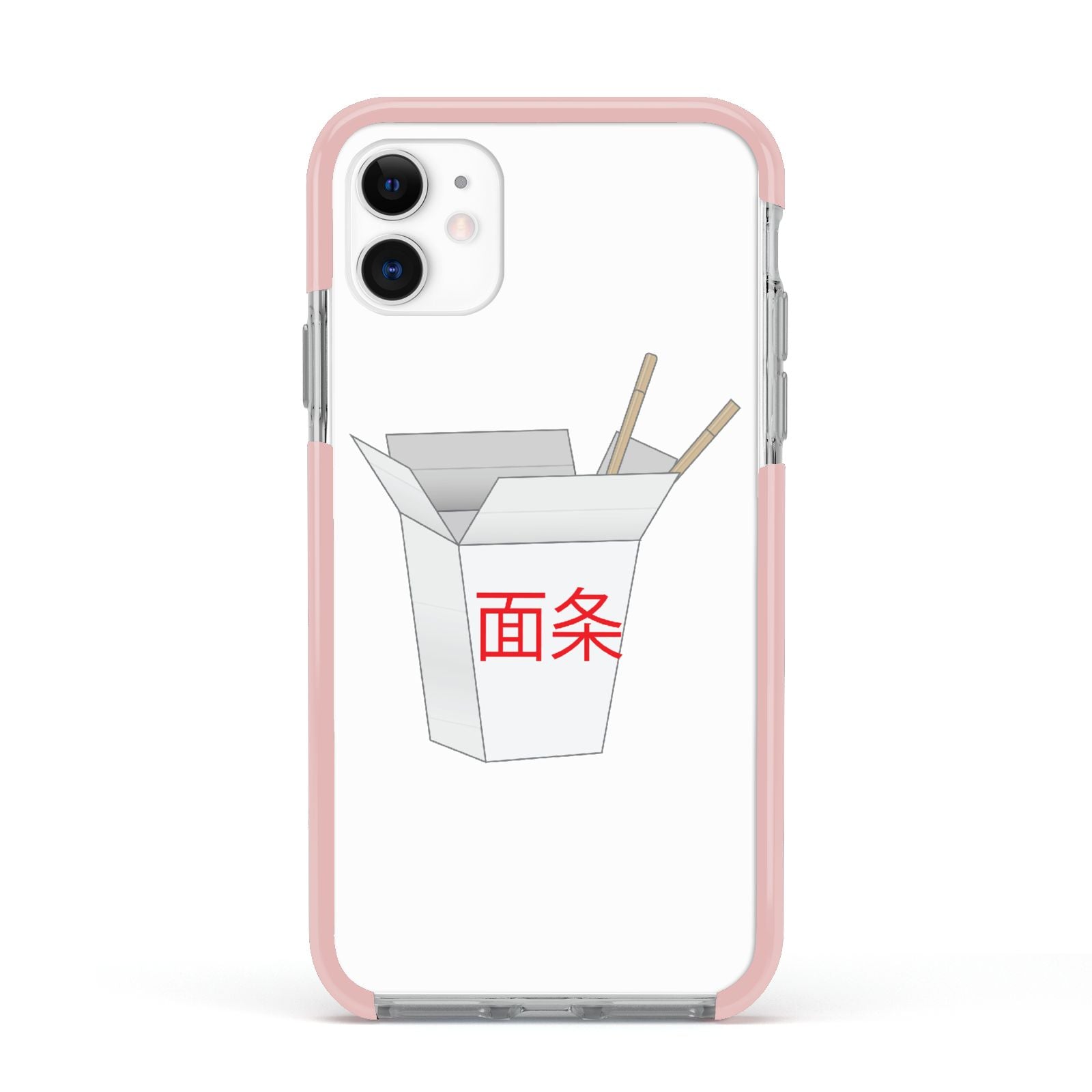 Chinese Takeaway Box Apple iPhone 11 in White with Pink Impact Case