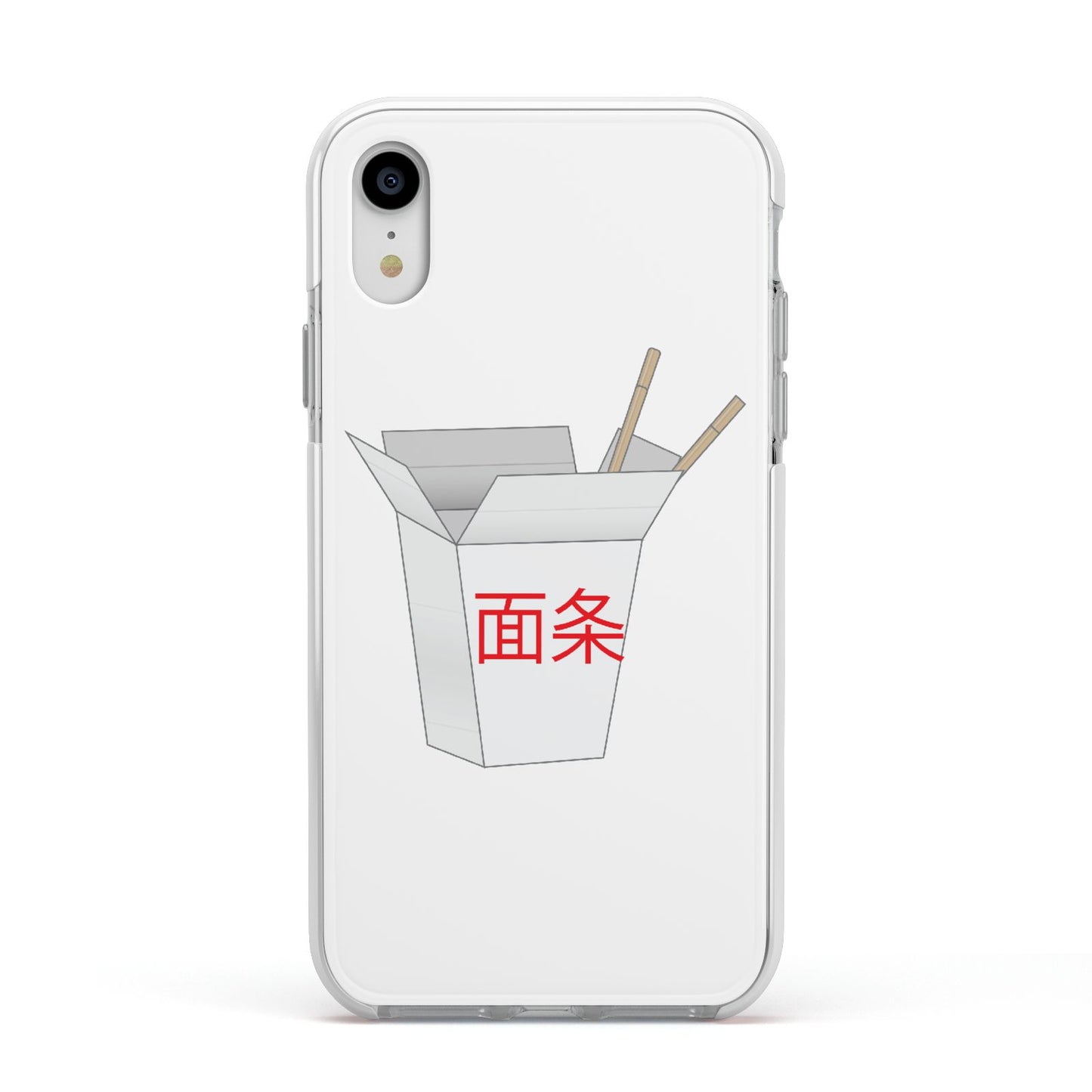 Chinese Takeaway Box Apple iPhone XR Impact Case White Edge on Silver Phone