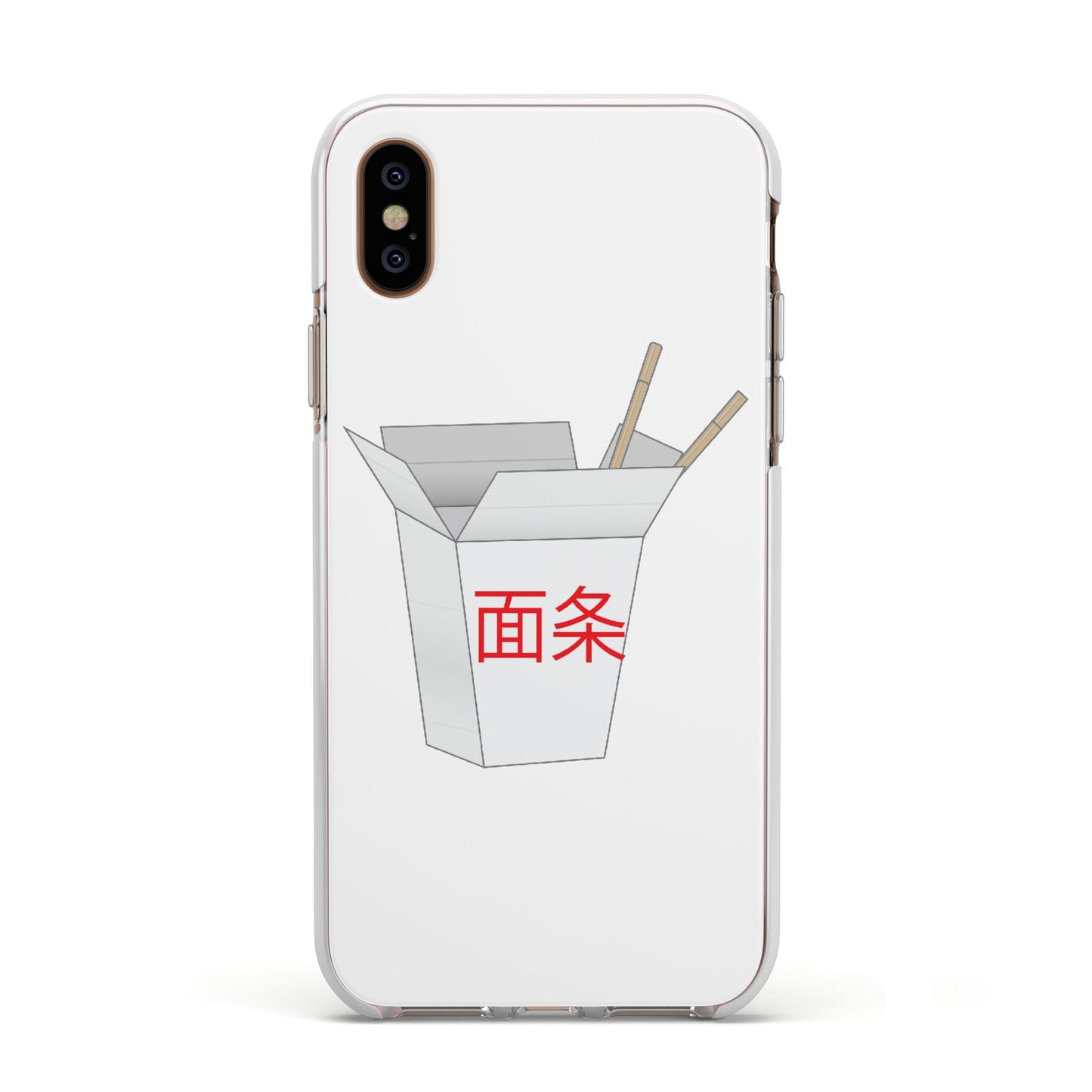 Chinese Takeaway Box Apple iPhone Xs Impact Case White Edge on Gold Phone