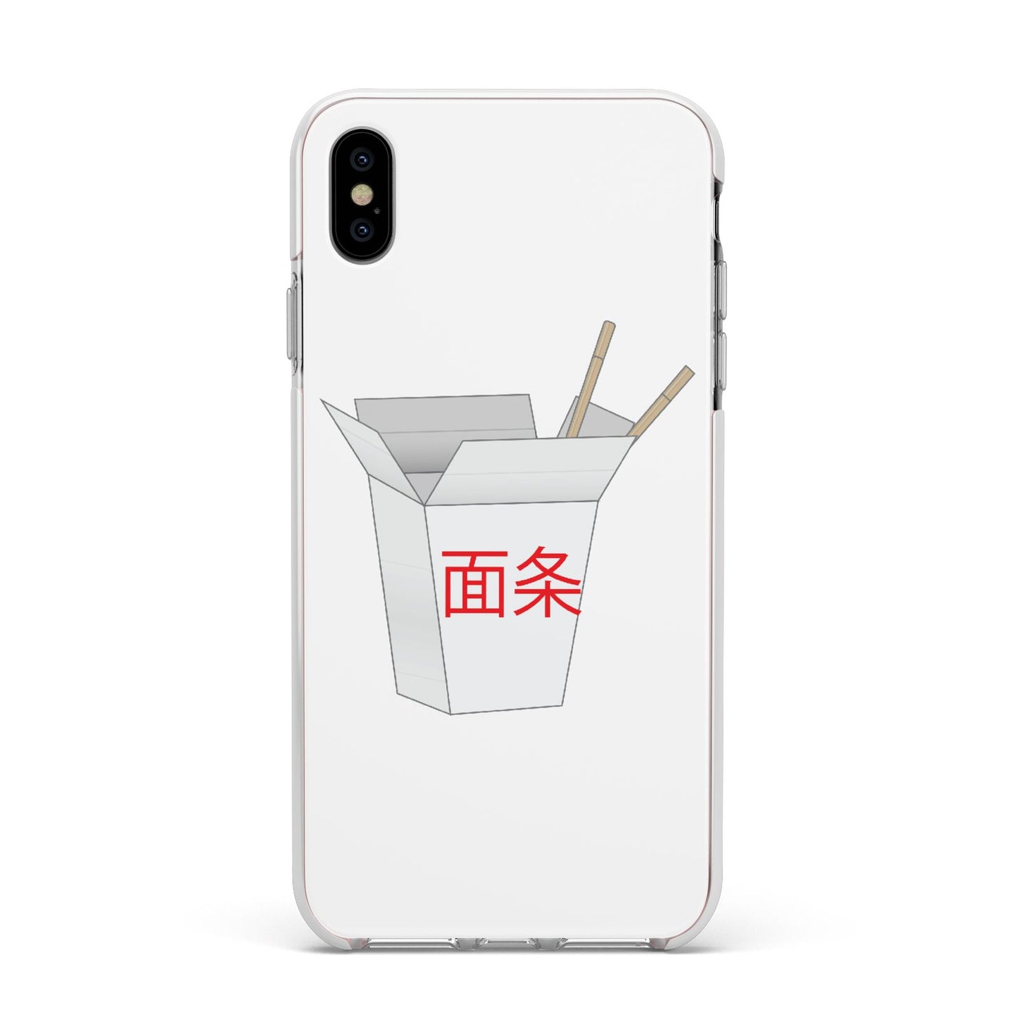 Chinese Takeaway Box Apple iPhone Xs Max Impact Case White Edge on Silver Phone