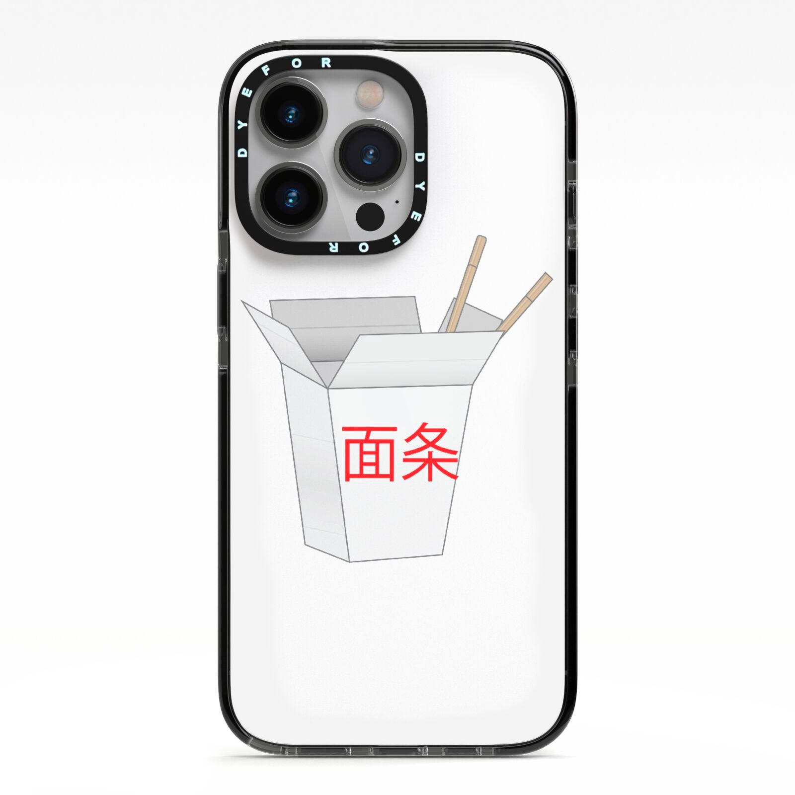 Chinese Takeaway Box iPhone 13 Pro Black Impact Case on Silver phone