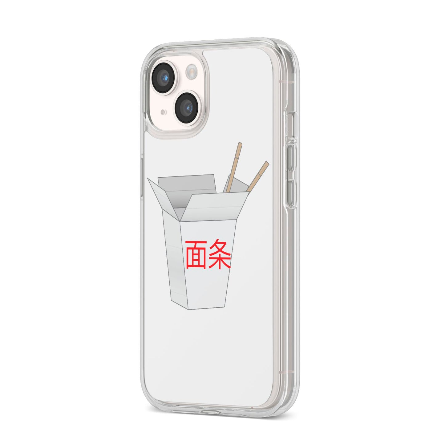 Chinese Takeaway Box iPhone 14 Clear Tough Case Starlight Angled Image