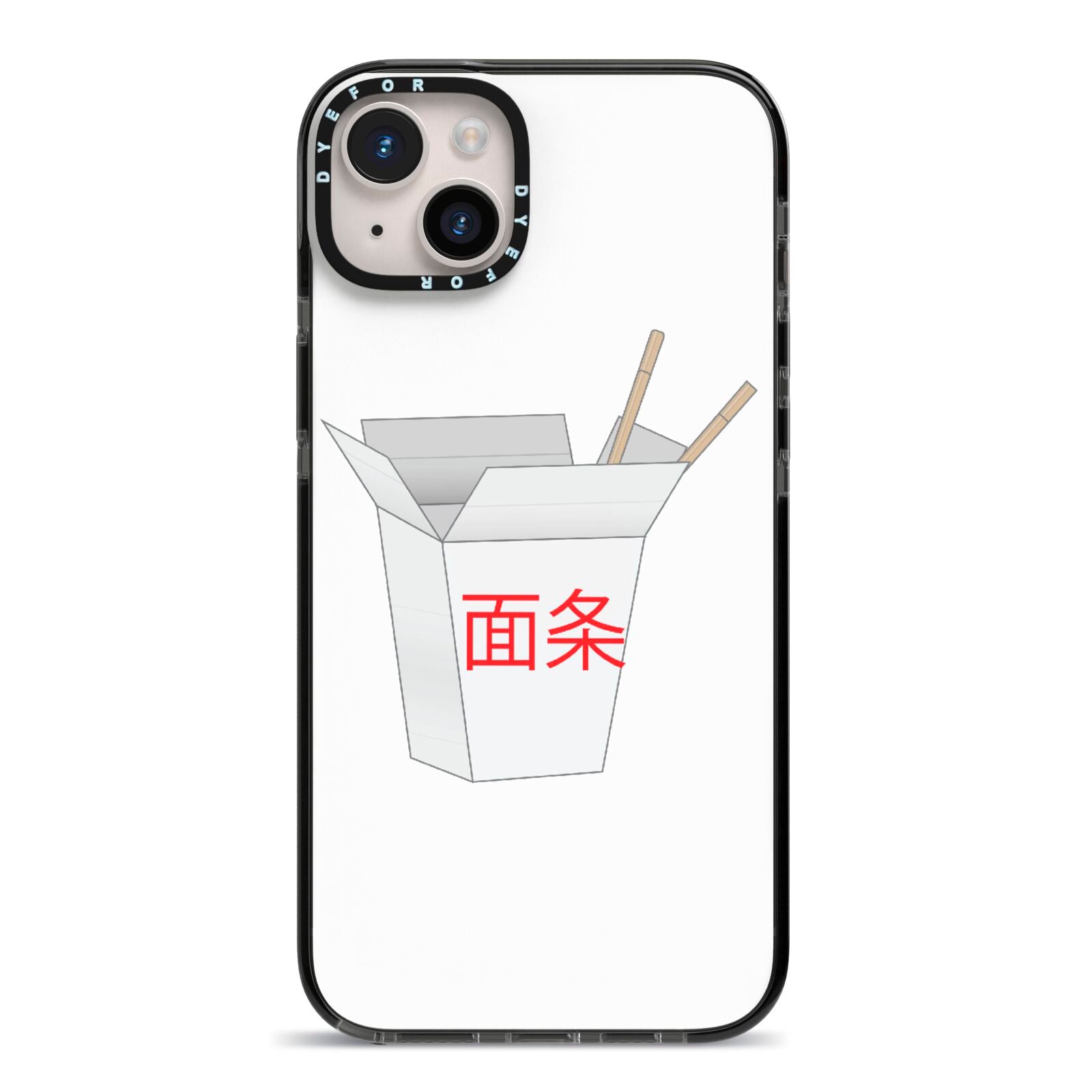 Chinese Takeaway Box iPhone 14 Plus Black Impact Case on Silver phone