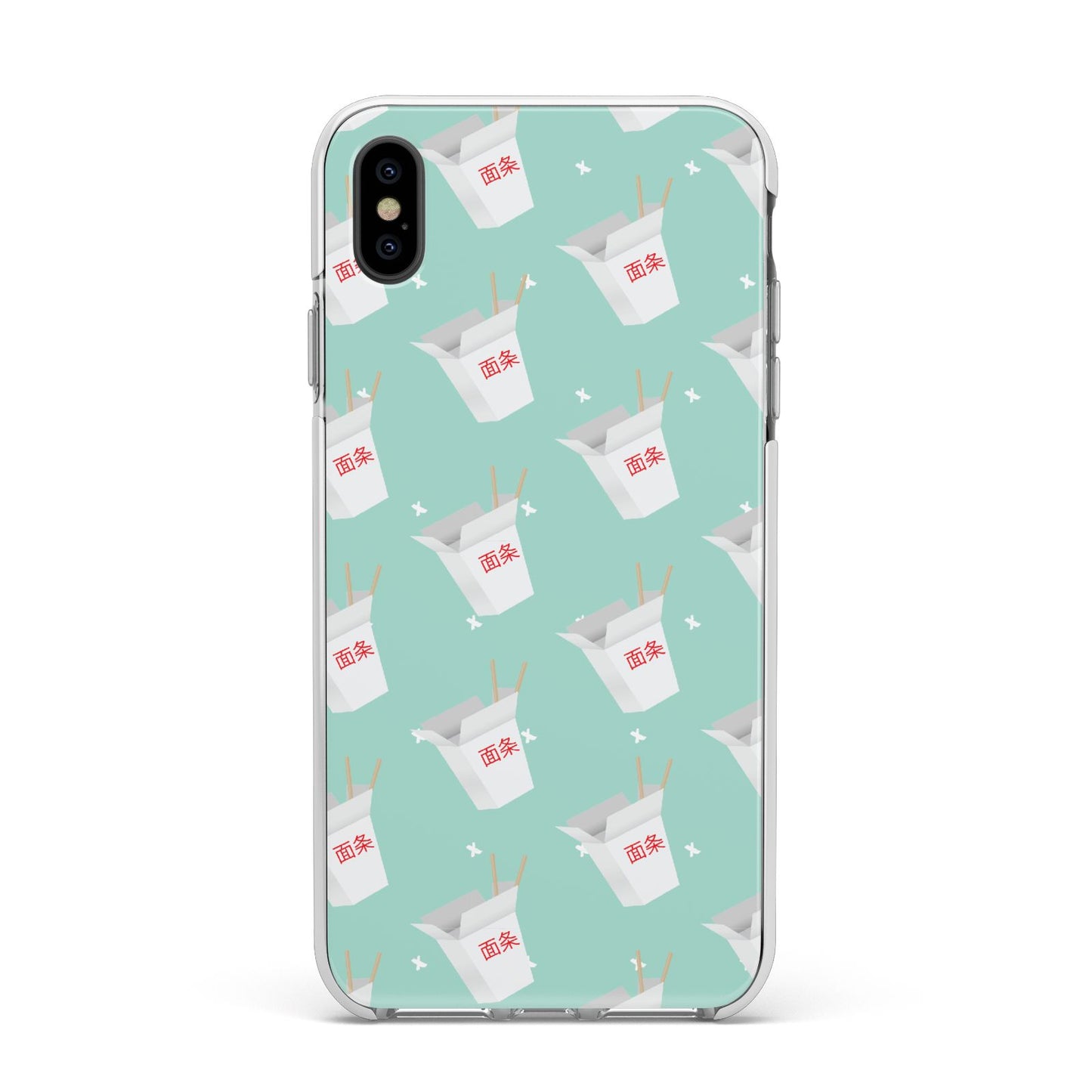 Chinese Takeaway Pattern Apple iPhone Xs Max Impact Case White Edge on Black Phone