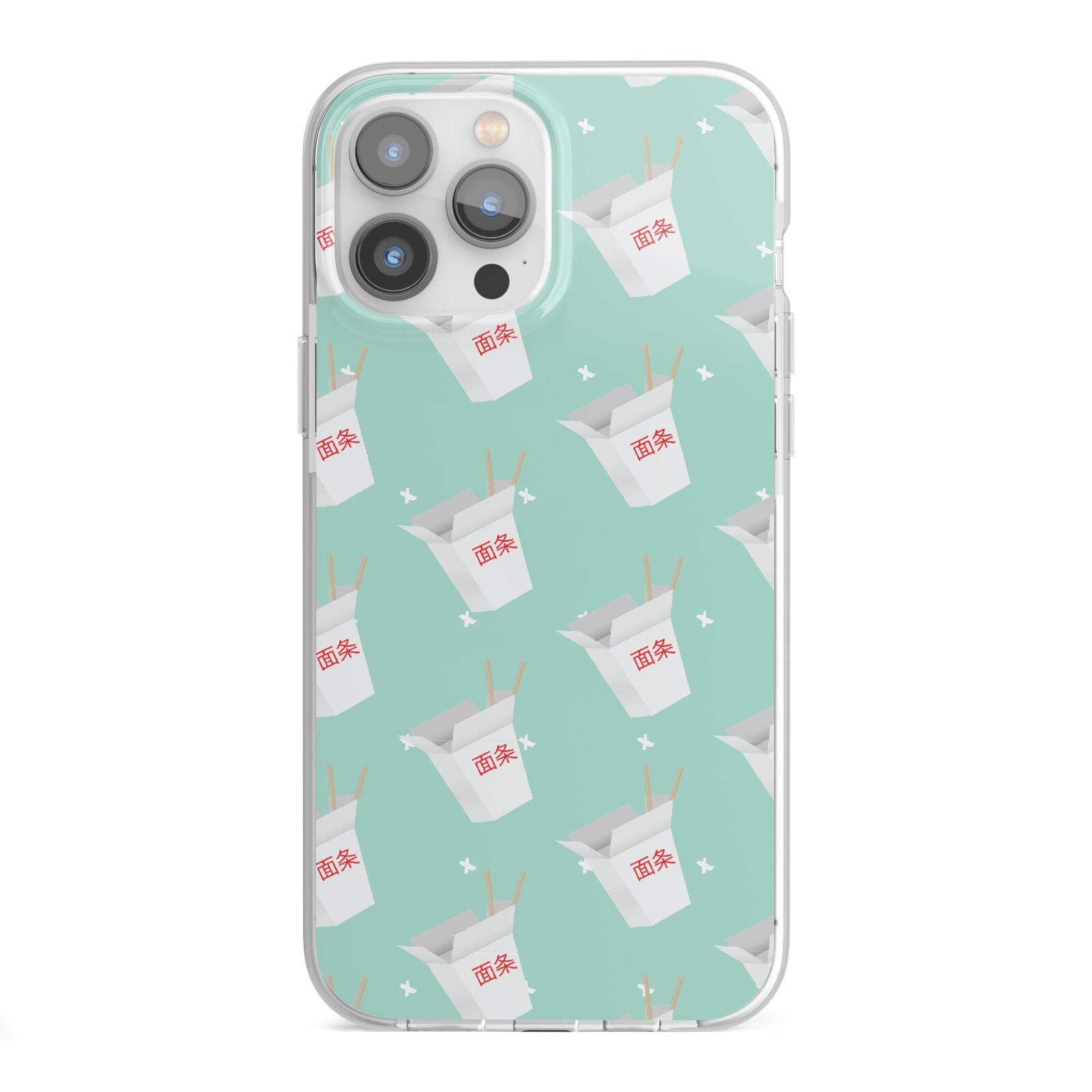Chinese Takeaway Pattern iPhone 13 Pro Max TPU Impact Case with White Edges