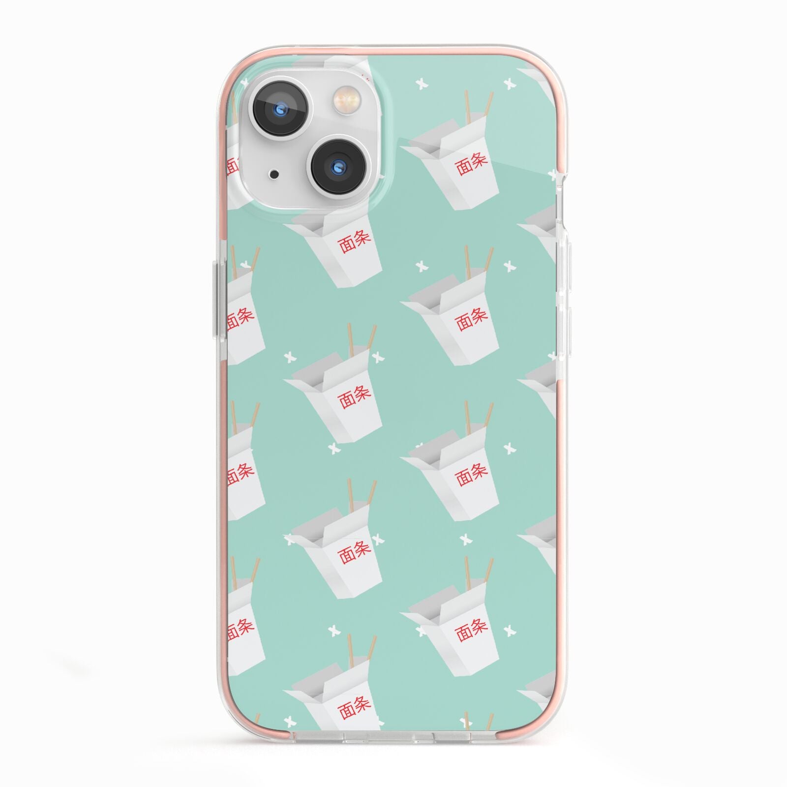 Chinese Takeaway Pattern iPhone 13 TPU Impact Case with Pink Edges