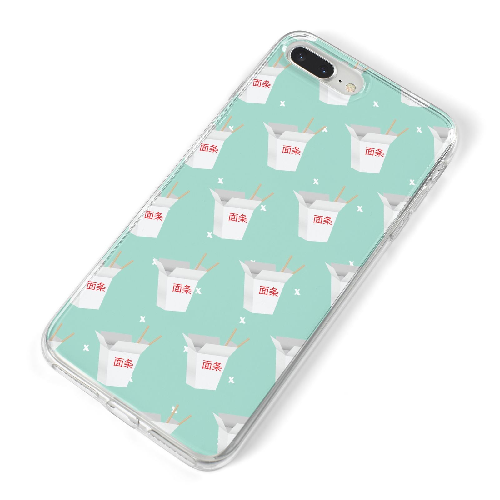 Chinese Takeaway Pattern iPhone 8 Plus Bumper Case on Silver iPhone Alternative Image