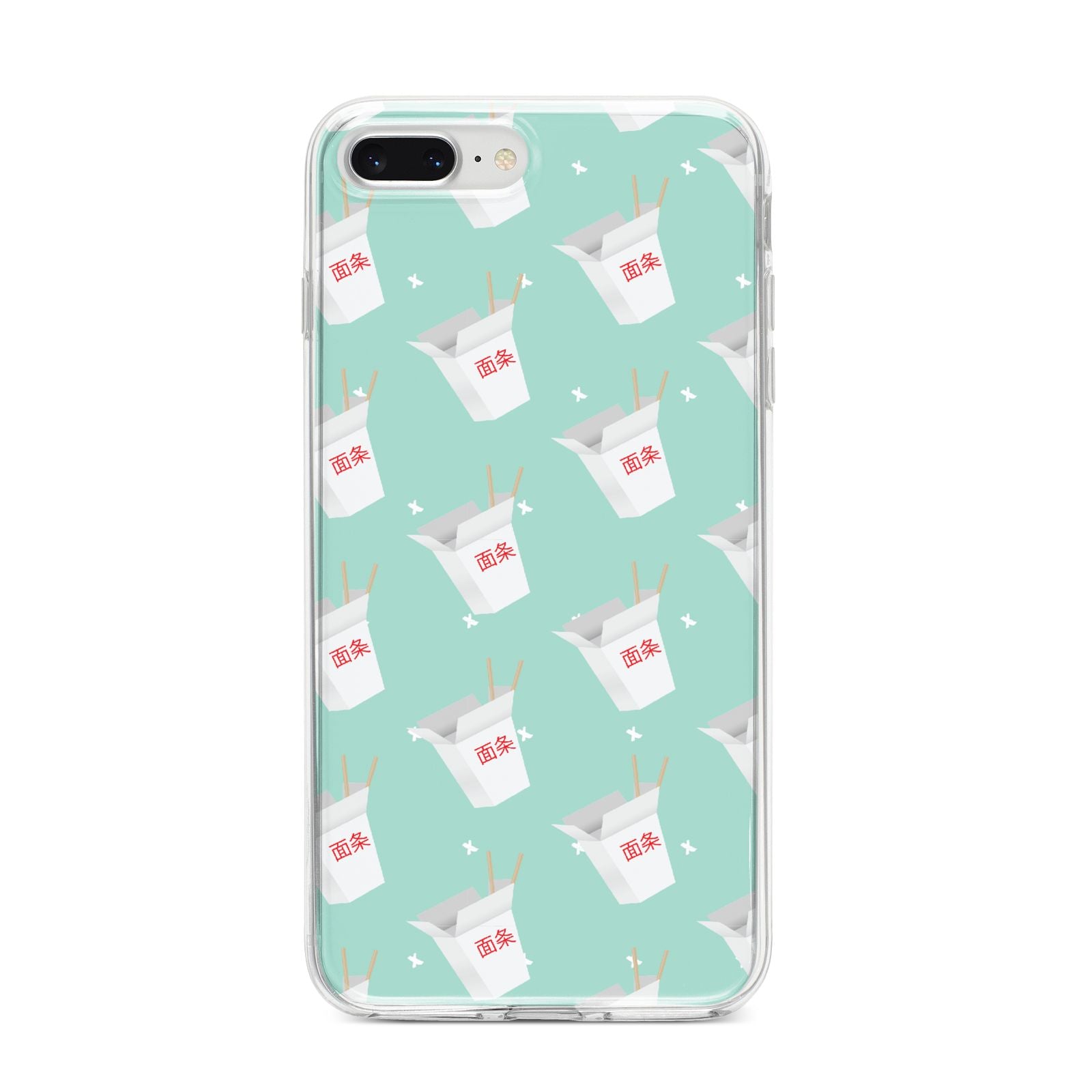 Chinese Takeaway Pattern iPhone 8 Plus Bumper Case on Silver iPhone