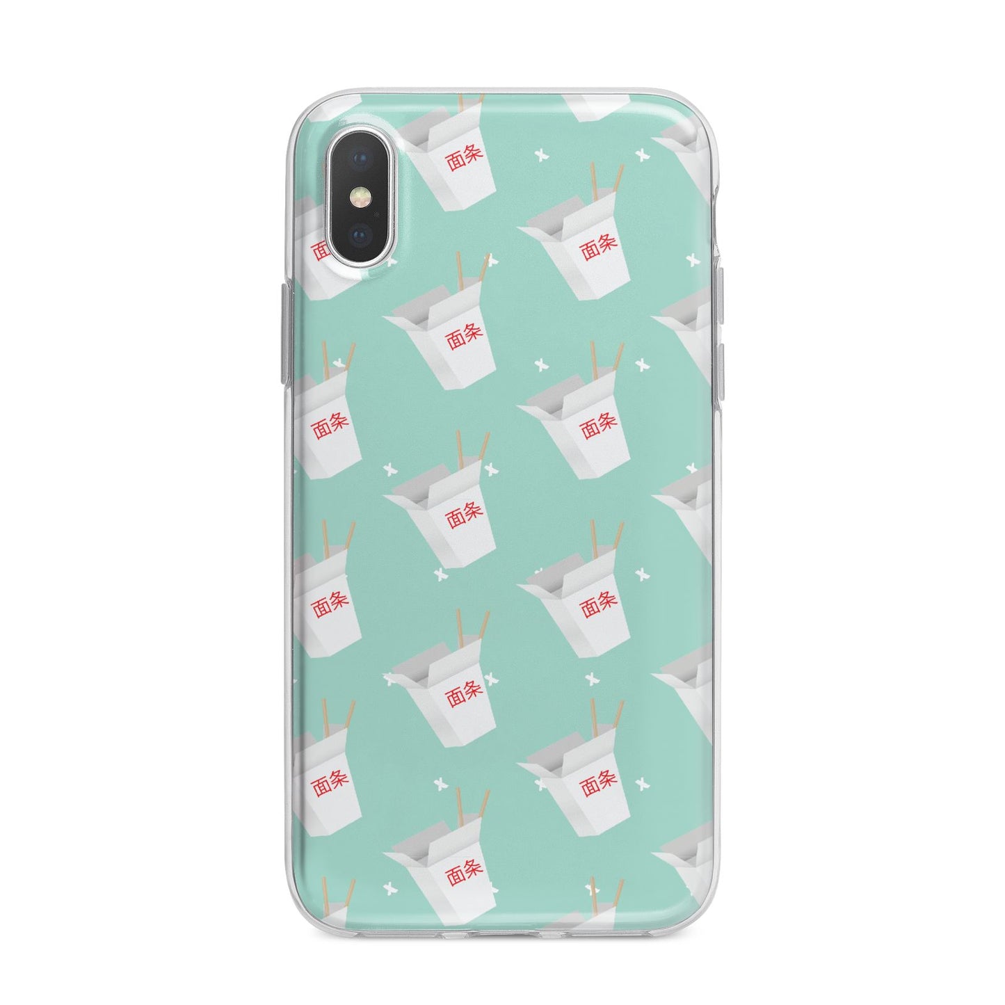 Chinese Takeaway Pattern iPhone X Bumper Case on Silver iPhone Alternative Image 1