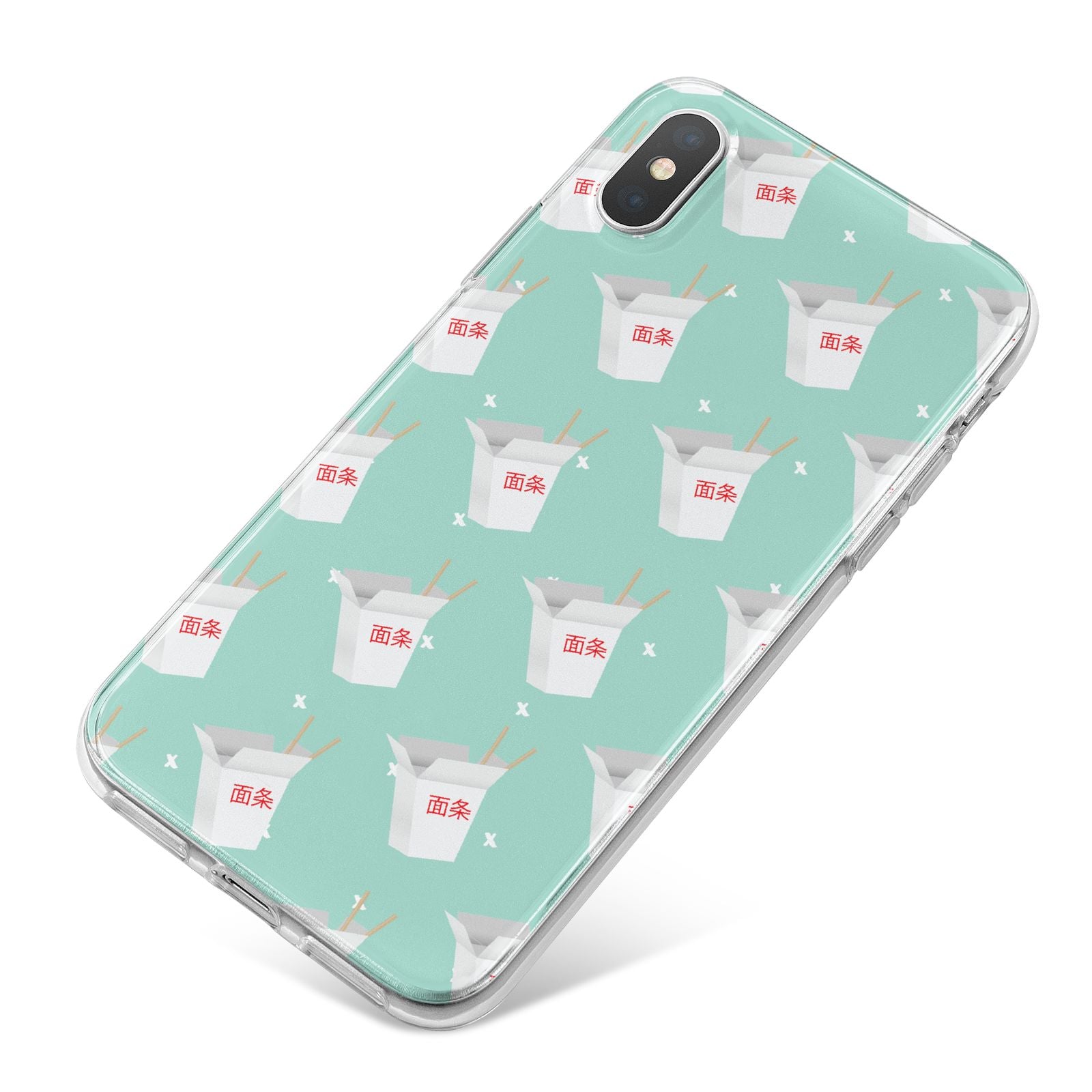 Chinese Takeaway Pattern iPhone X Bumper Case on Silver iPhone