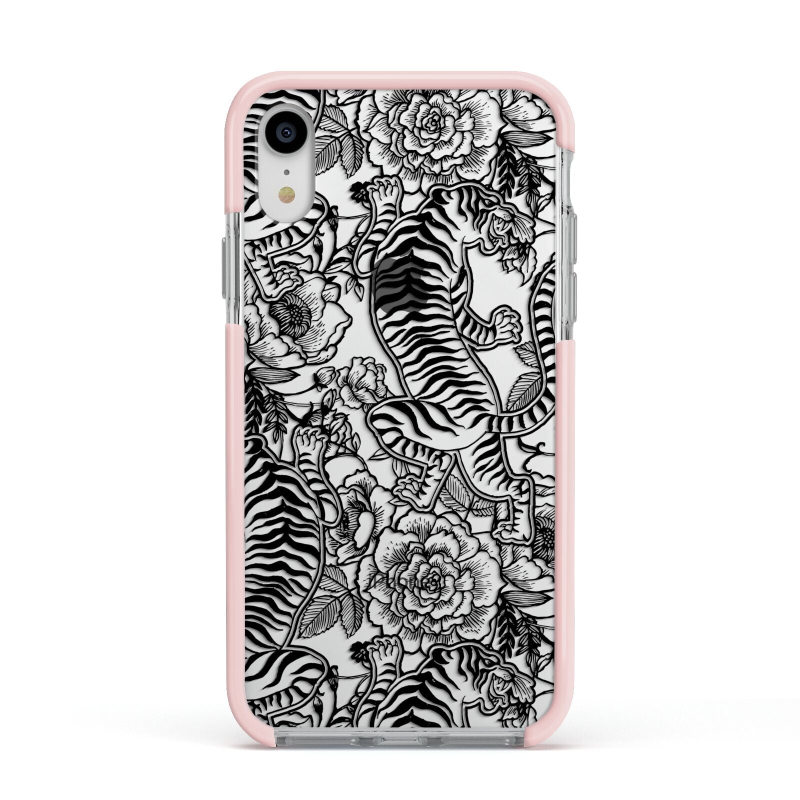 Chinese Tiger Apple iPhone XR Impact Case Pink Edge on Silver Phone