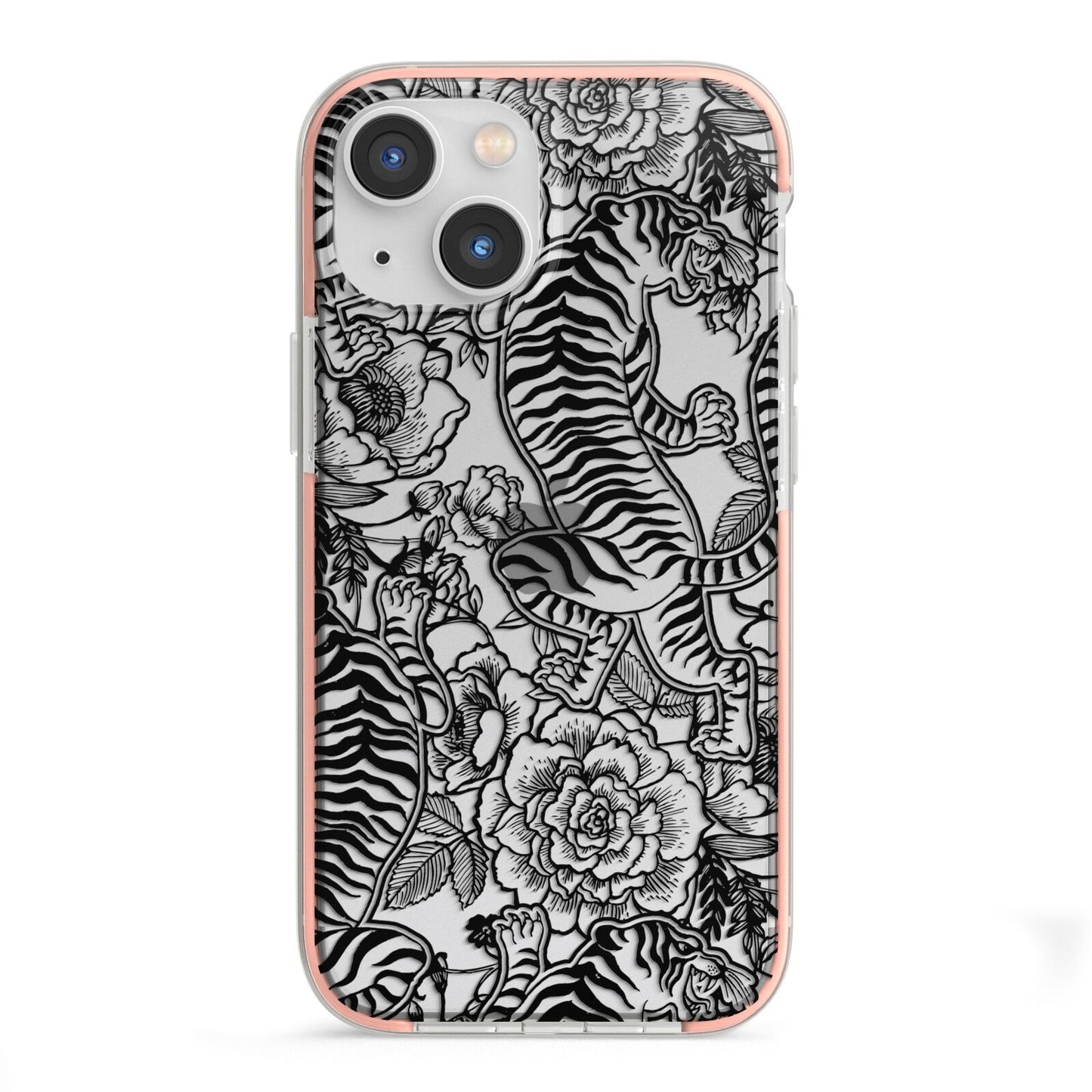 Chinese Tiger iPhone 13 Mini TPU Impact Case with Pink Edges
