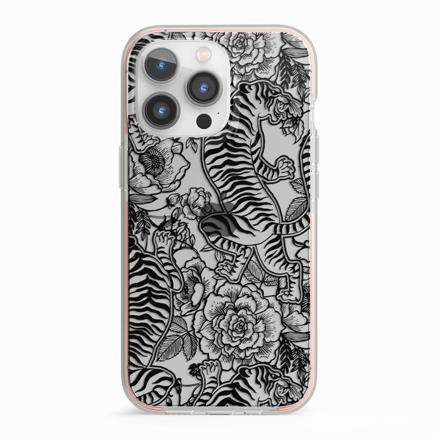 Chinese Tiger iPhone 13 Pro TPU Impact Case with Pink Edges