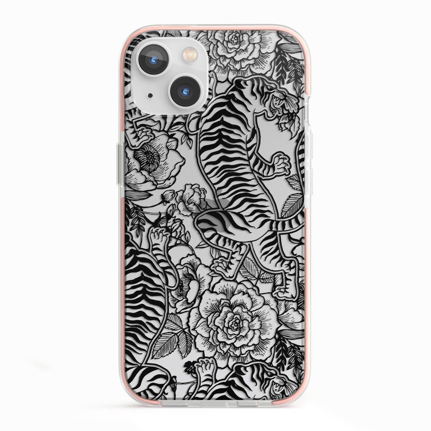 Chinese Tiger iPhone 13 TPU Impact Case with Pink Edges