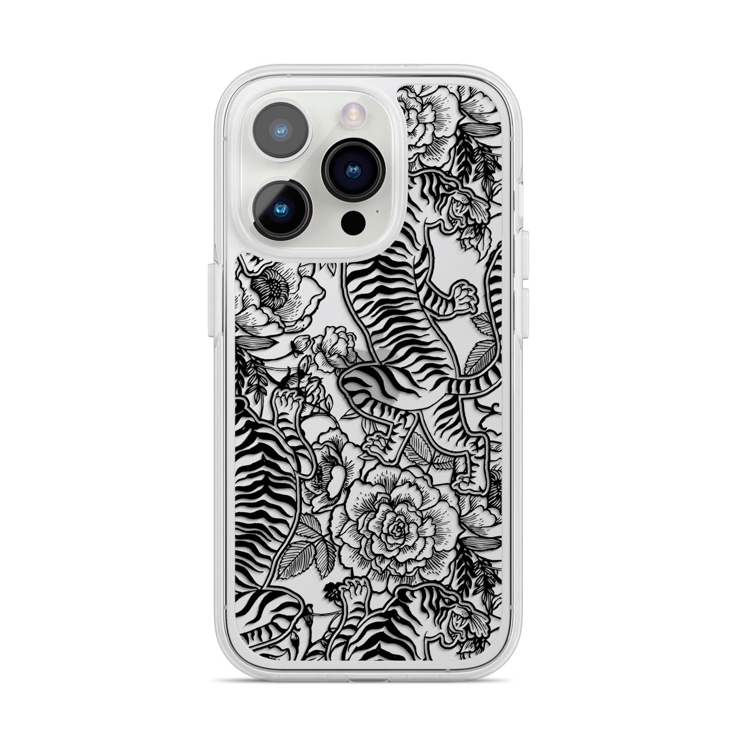 Chinese Tiger iPhone 14 Pro Clear Tough Case Silver