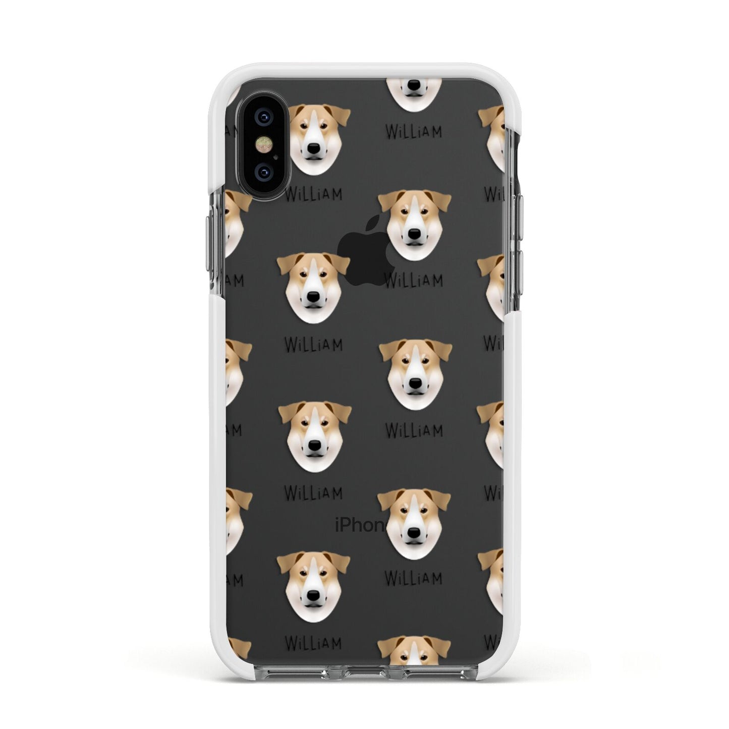 Chinook Icon with Name Apple iPhone Xs Impact Case White Edge on Black Phone