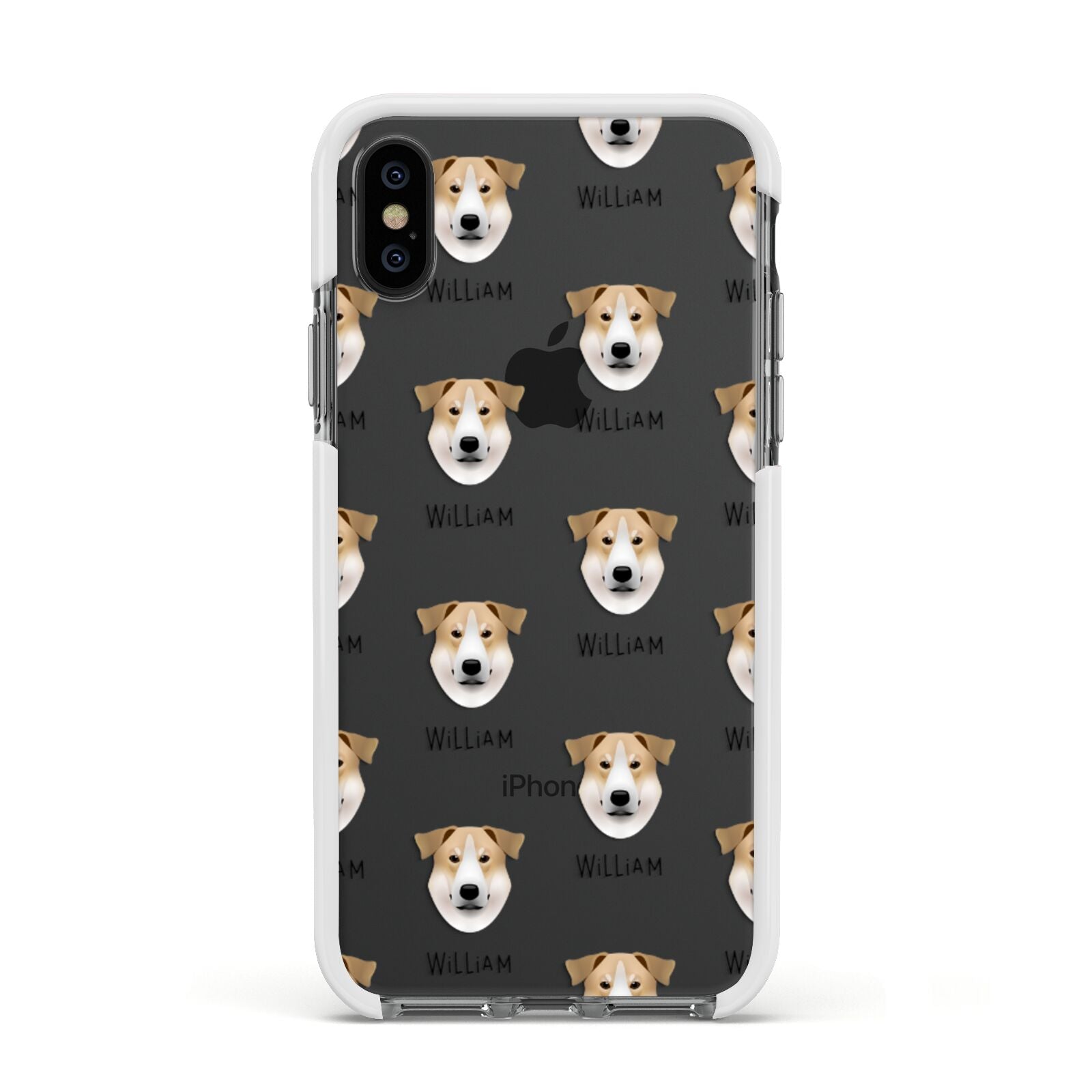 Chinook Icon with Name Apple iPhone Xs Impact Case White Edge on Black Phone