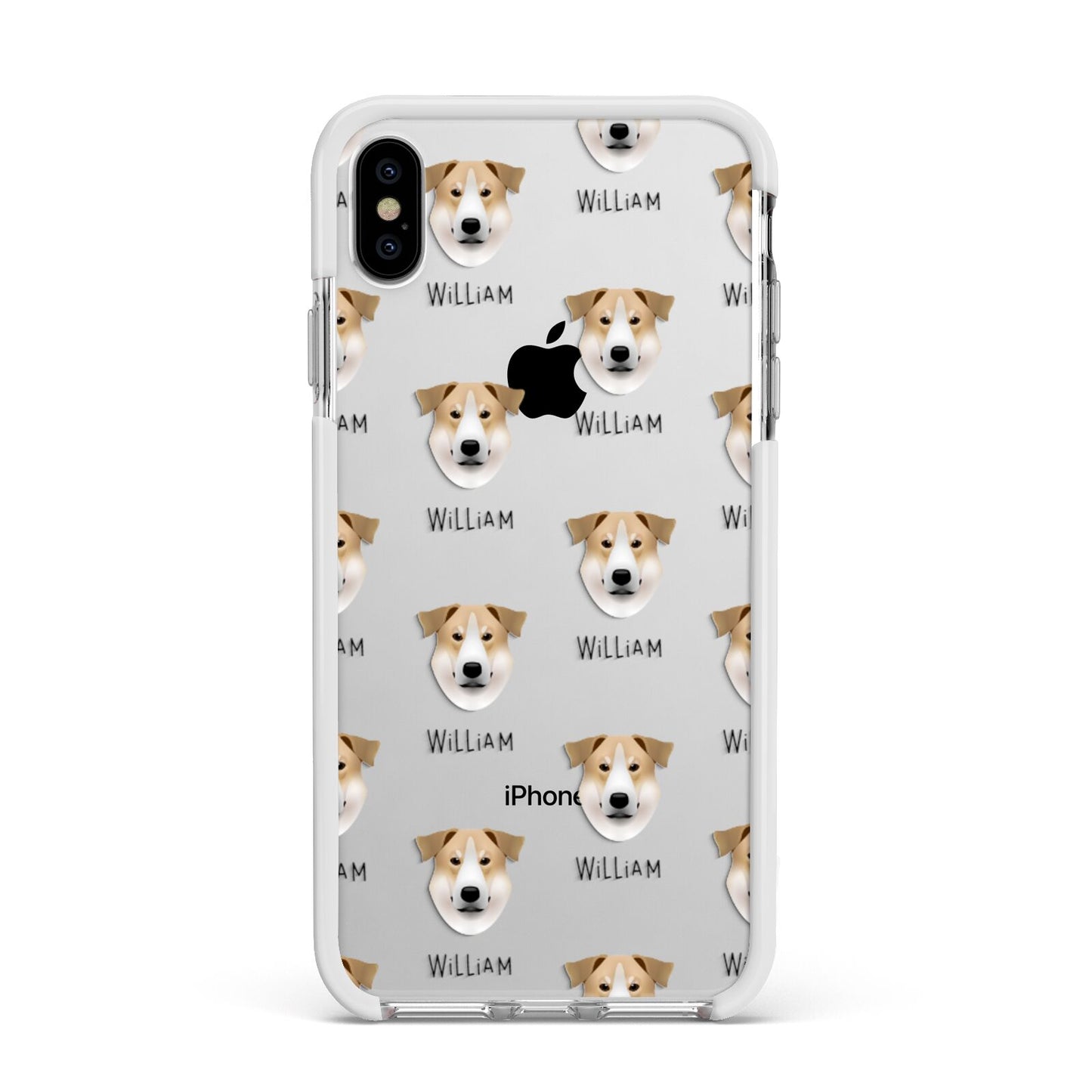 Chinook Icon with Name Apple iPhone Xs Max Impact Case White Edge on Silver Phone