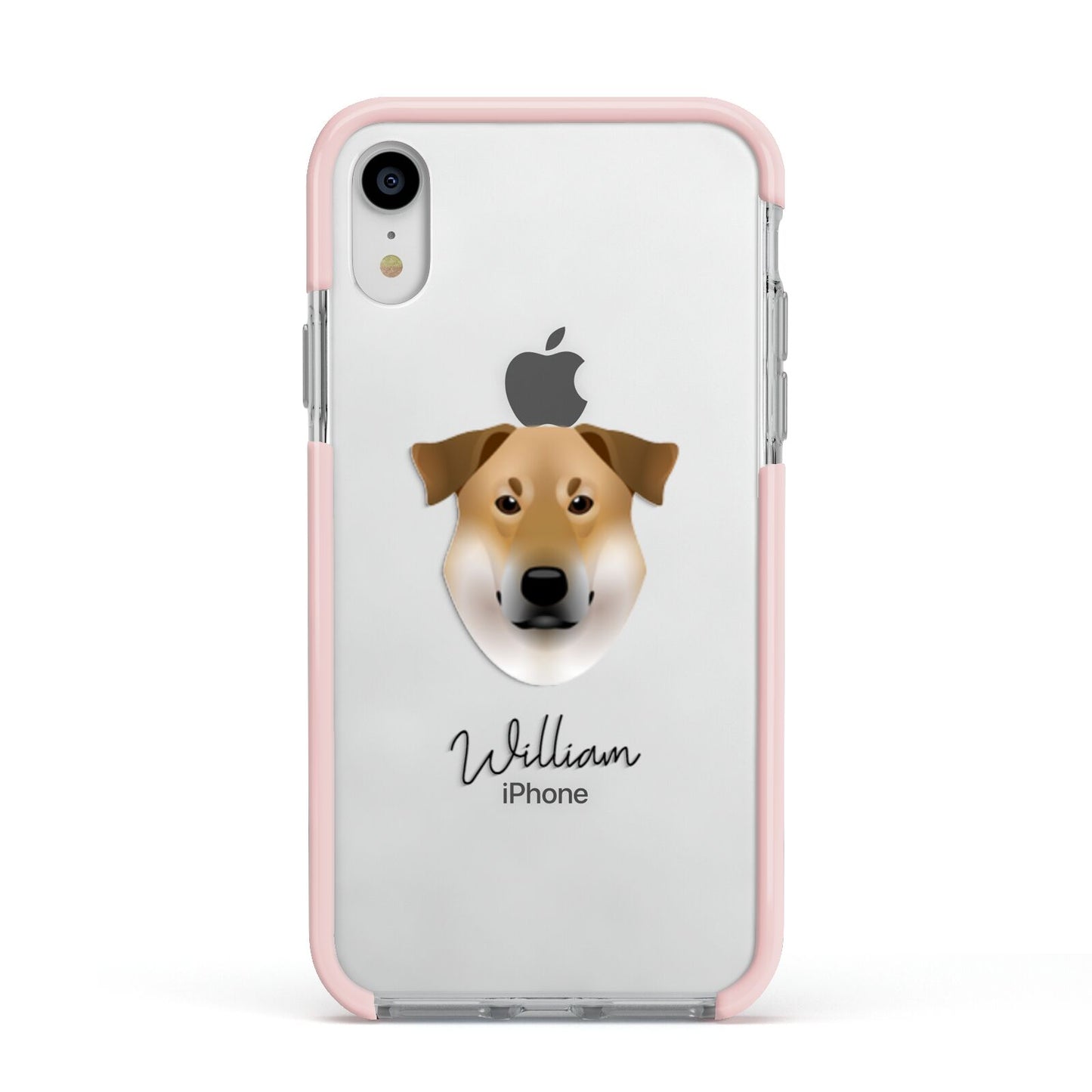 Chinook Personalised Apple iPhone XR Impact Case Pink Edge on Silver Phone