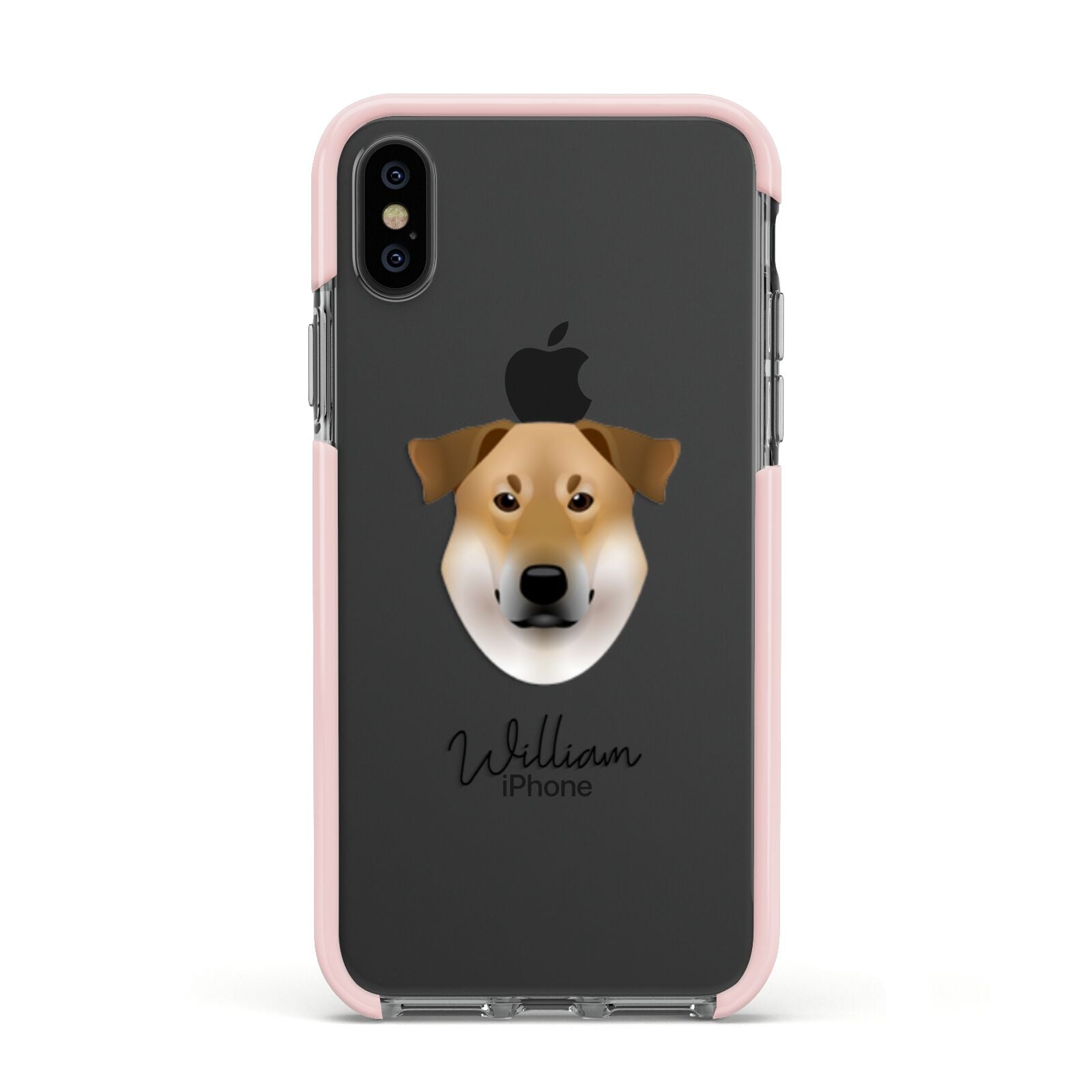 Chinook Personalised Apple iPhone Xs Impact Case Pink Edge on Black Phone