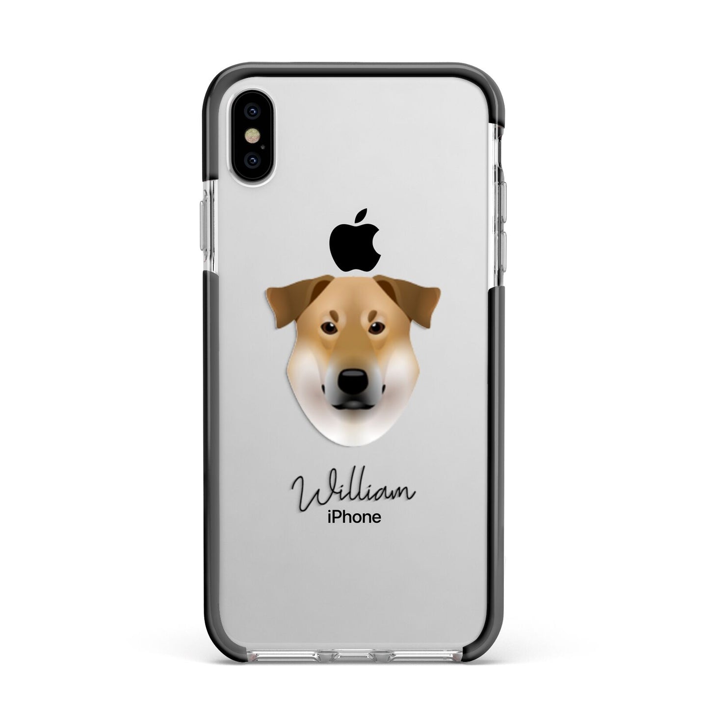 Chinook Personalised Apple iPhone Xs Max Impact Case Black Edge on Silver Phone