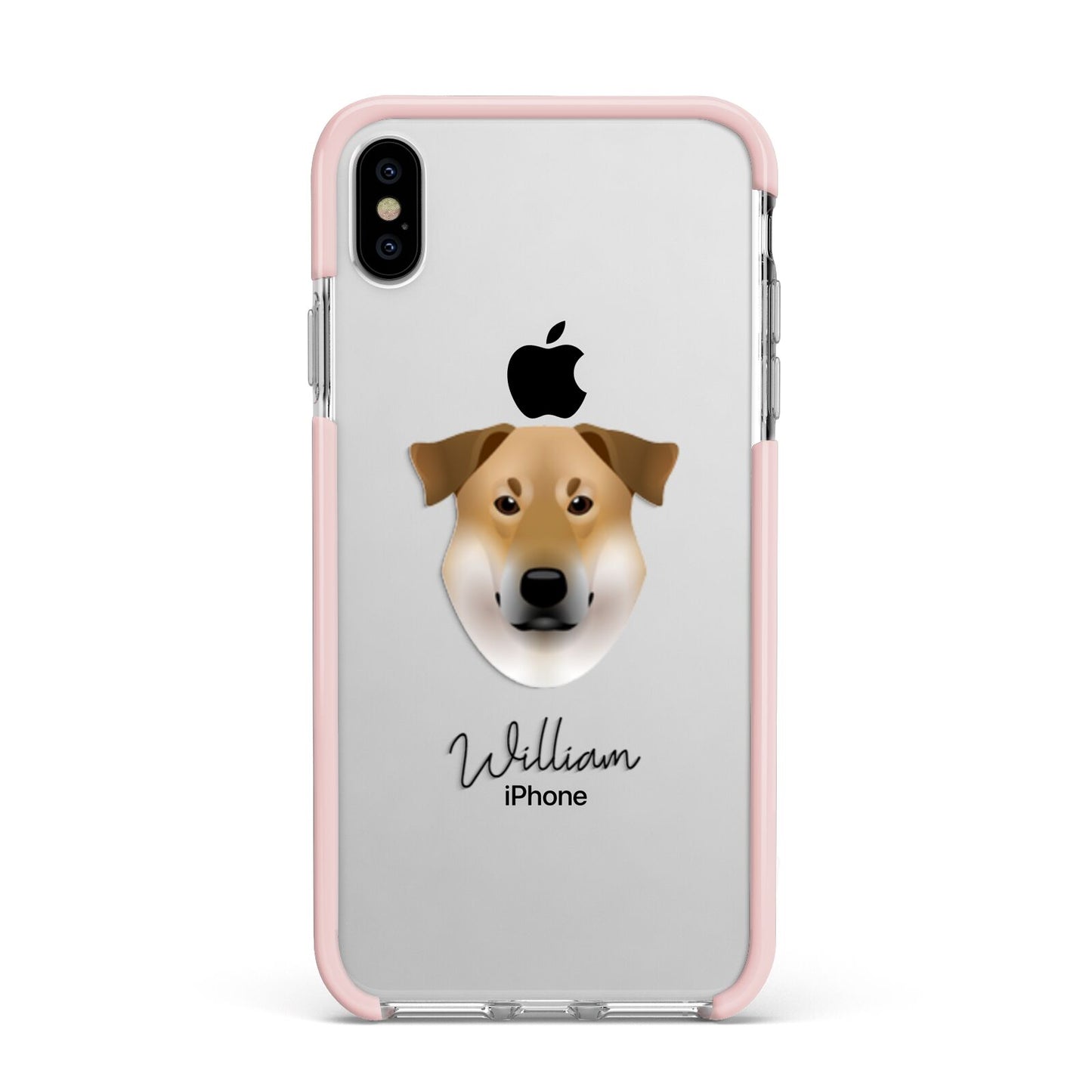 Chinook Personalised Apple iPhone Xs Max Impact Case Pink Edge on Silver Phone