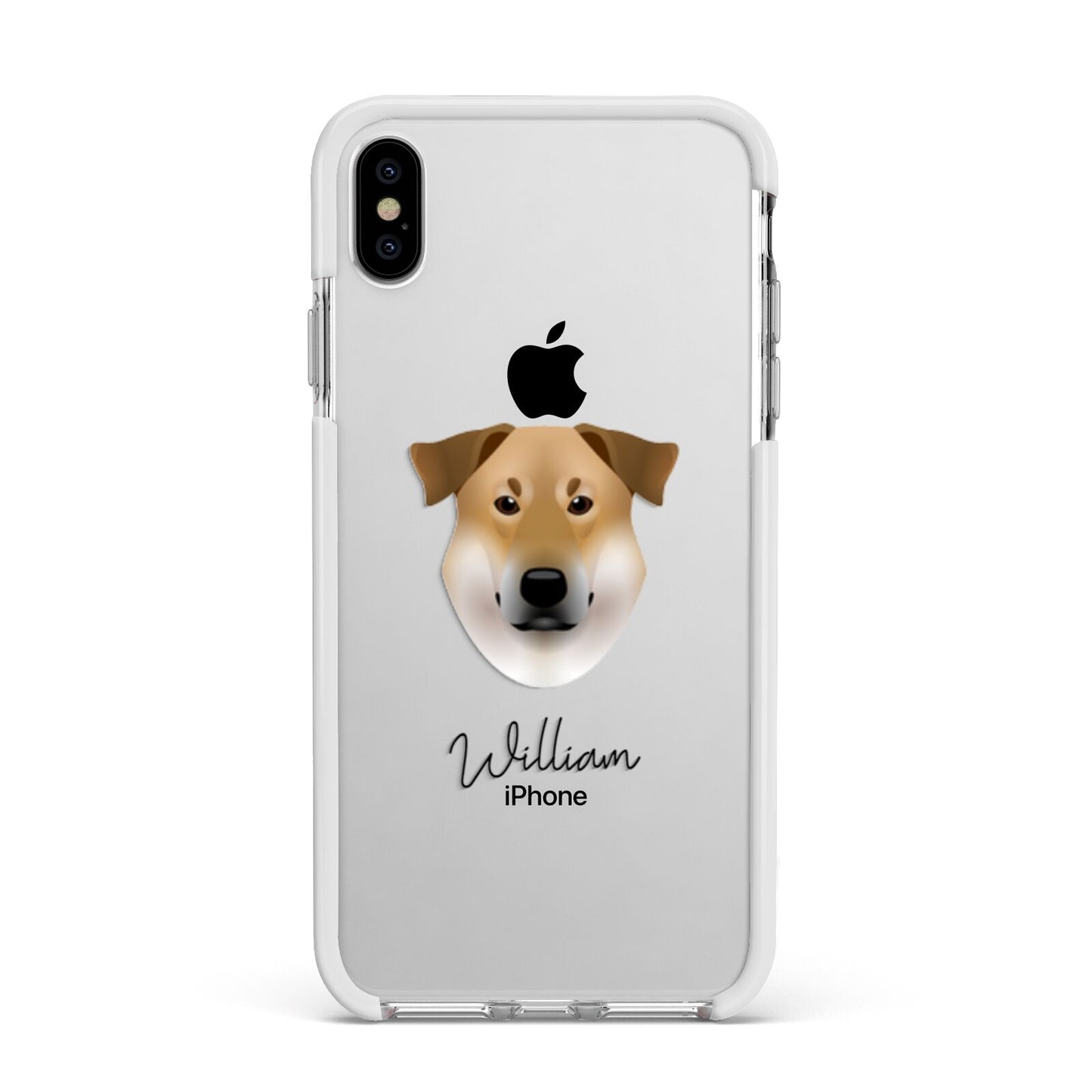 Chinook Personalised Apple iPhone Xs Max Impact Case White Edge on Silver Phone