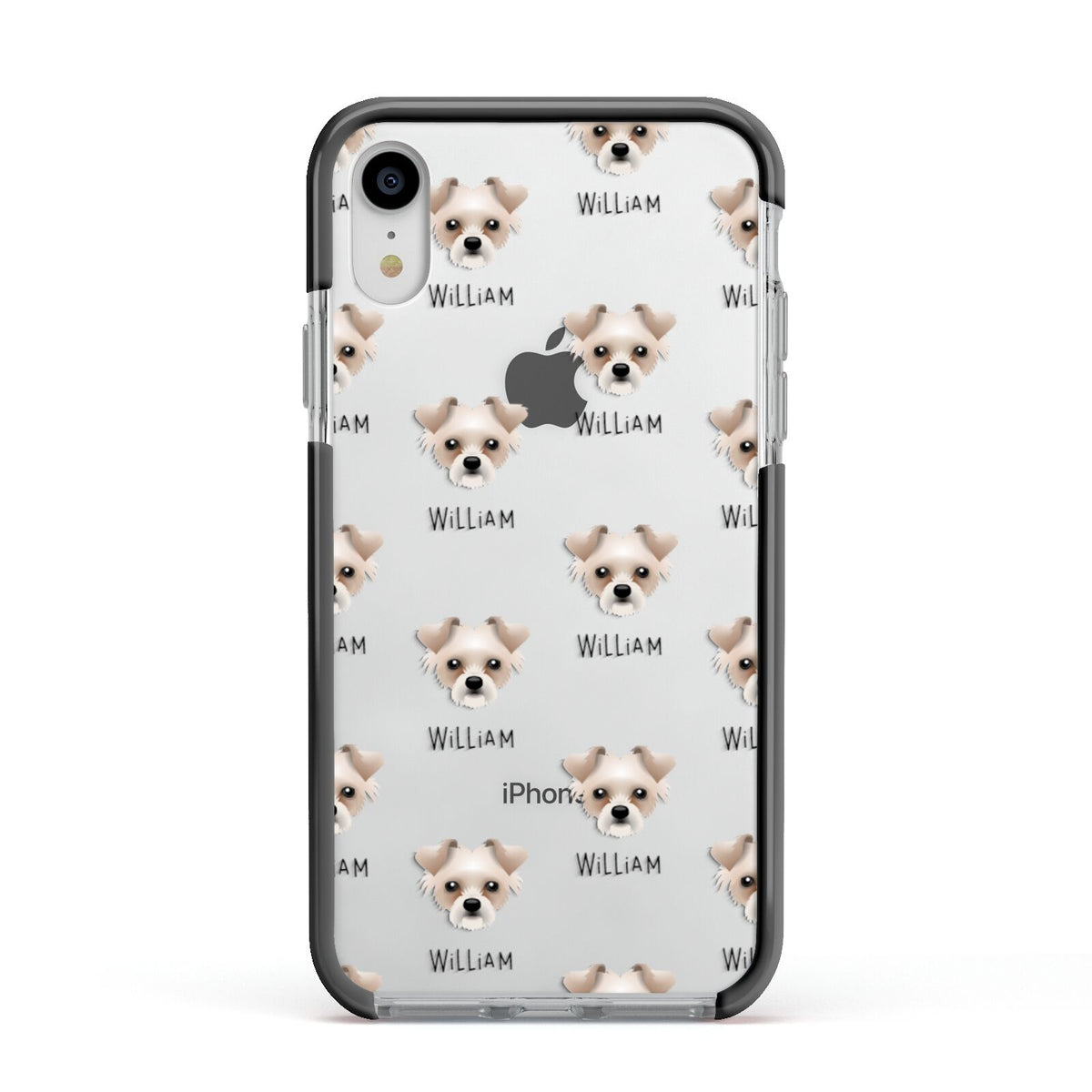 Chipoo Icon with Name Apple iPhone XR Impact Case Black Edge on Silver Phone