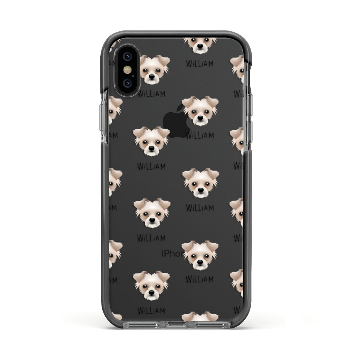Chipoo Icon with Name Apple iPhone Xs Impact Case Black Edge on Black Phone
