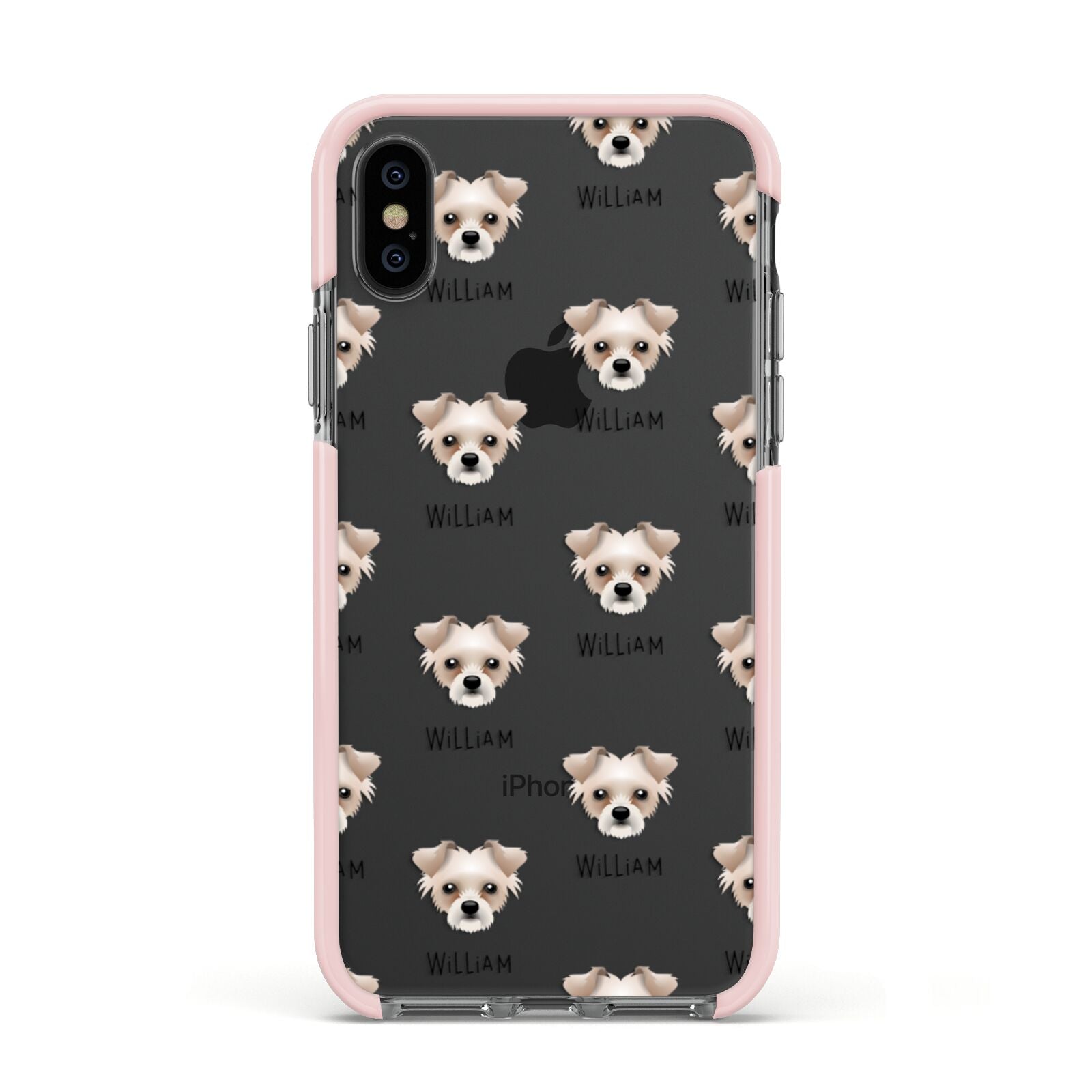 Chipoo Icon with Name Apple iPhone Xs Impact Case Pink Edge on Black Phone