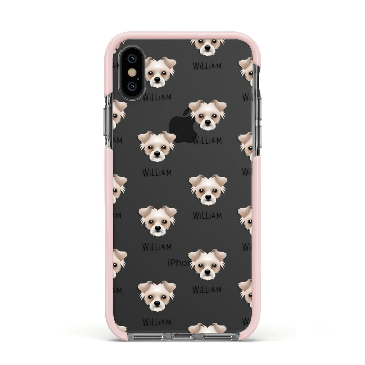 Chipoo Icon with Name Apple iPhone Xs Impact Case Pink Edge on Black Phone