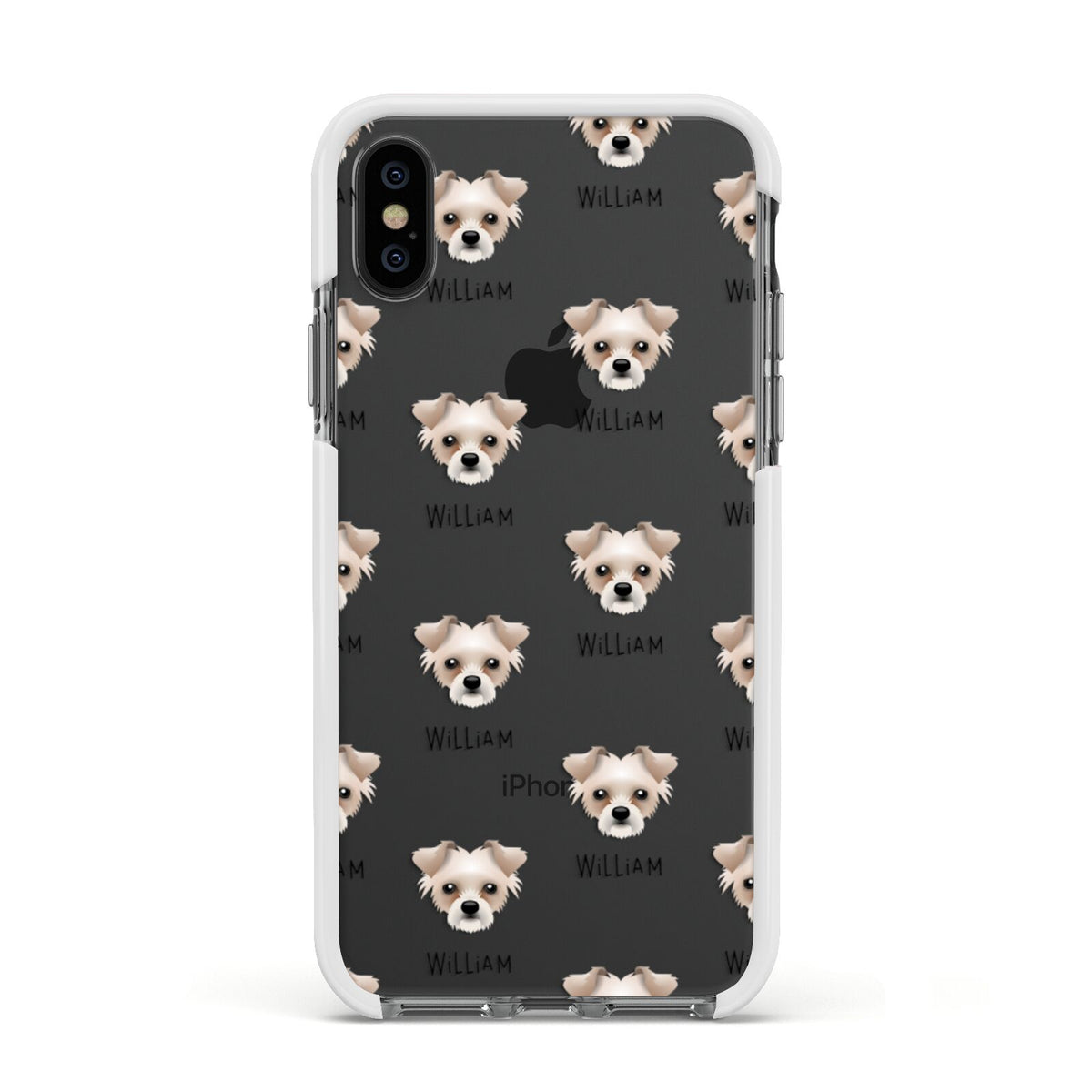 Chipoo Icon with Name Apple iPhone Xs Impact Case White Edge on Black Phone