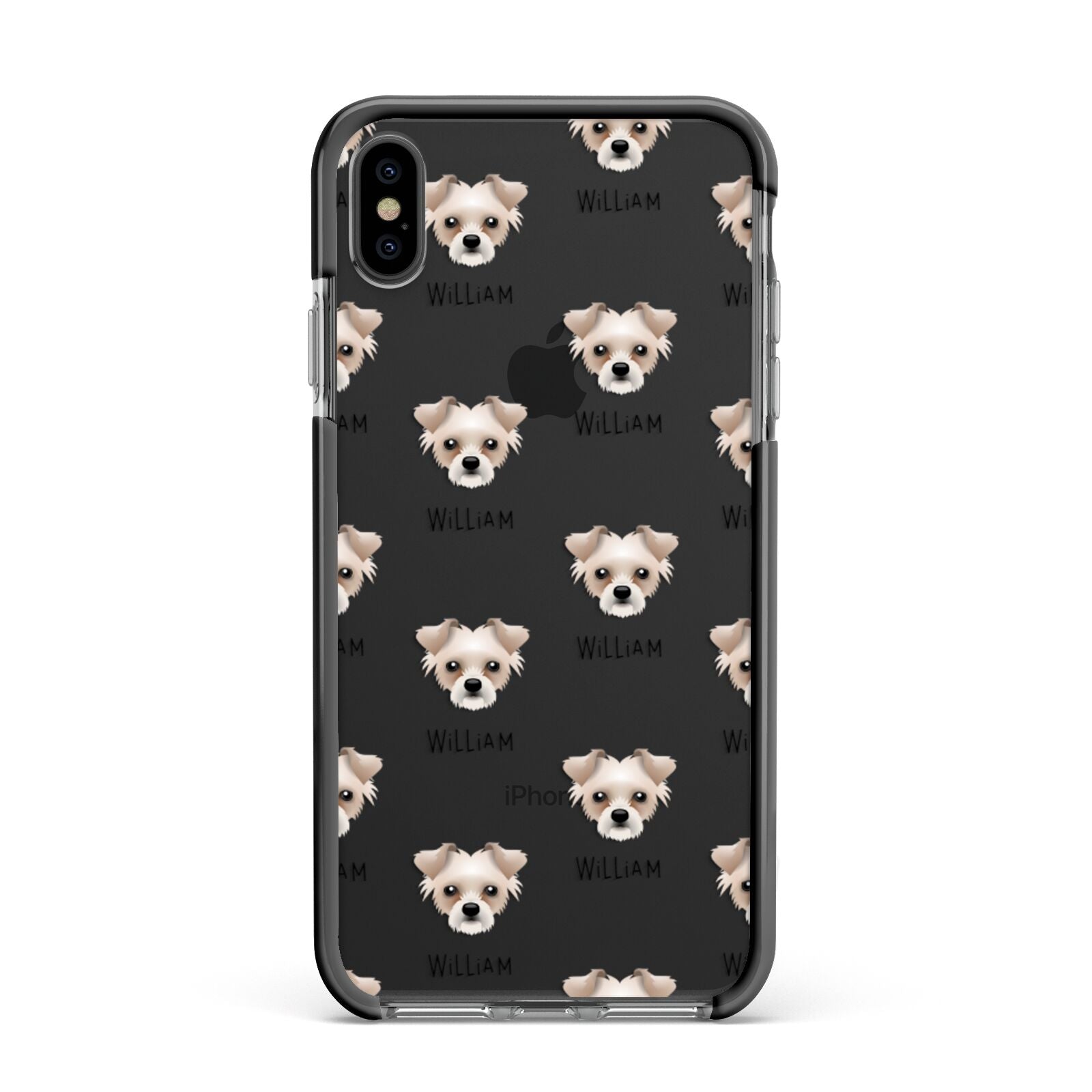 Chipoo Icon with Name Apple iPhone Xs Max Impact Case Black Edge on Black Phone