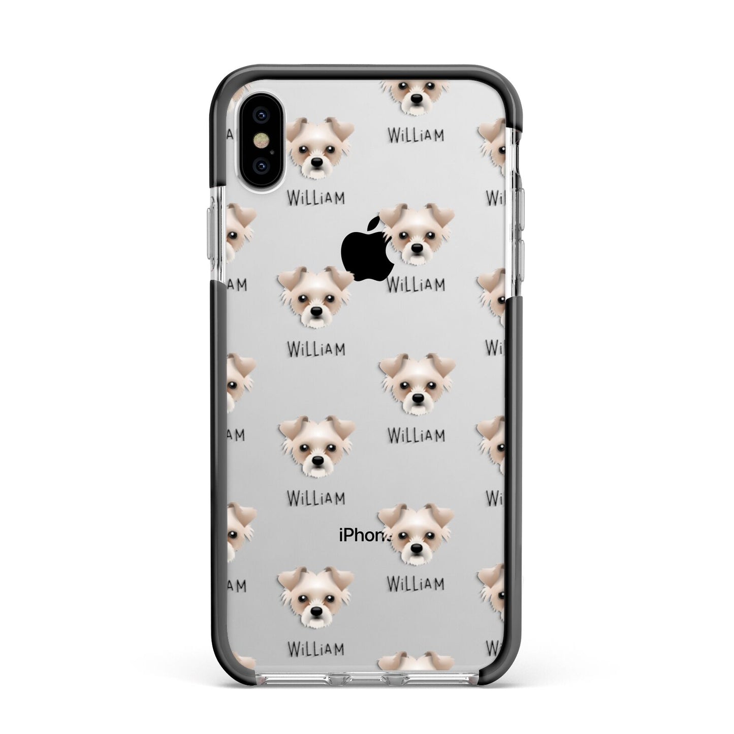 Chipoo Icon with Name Apple iPhone Xs Max Impact Case Black Edge on Silver Phone