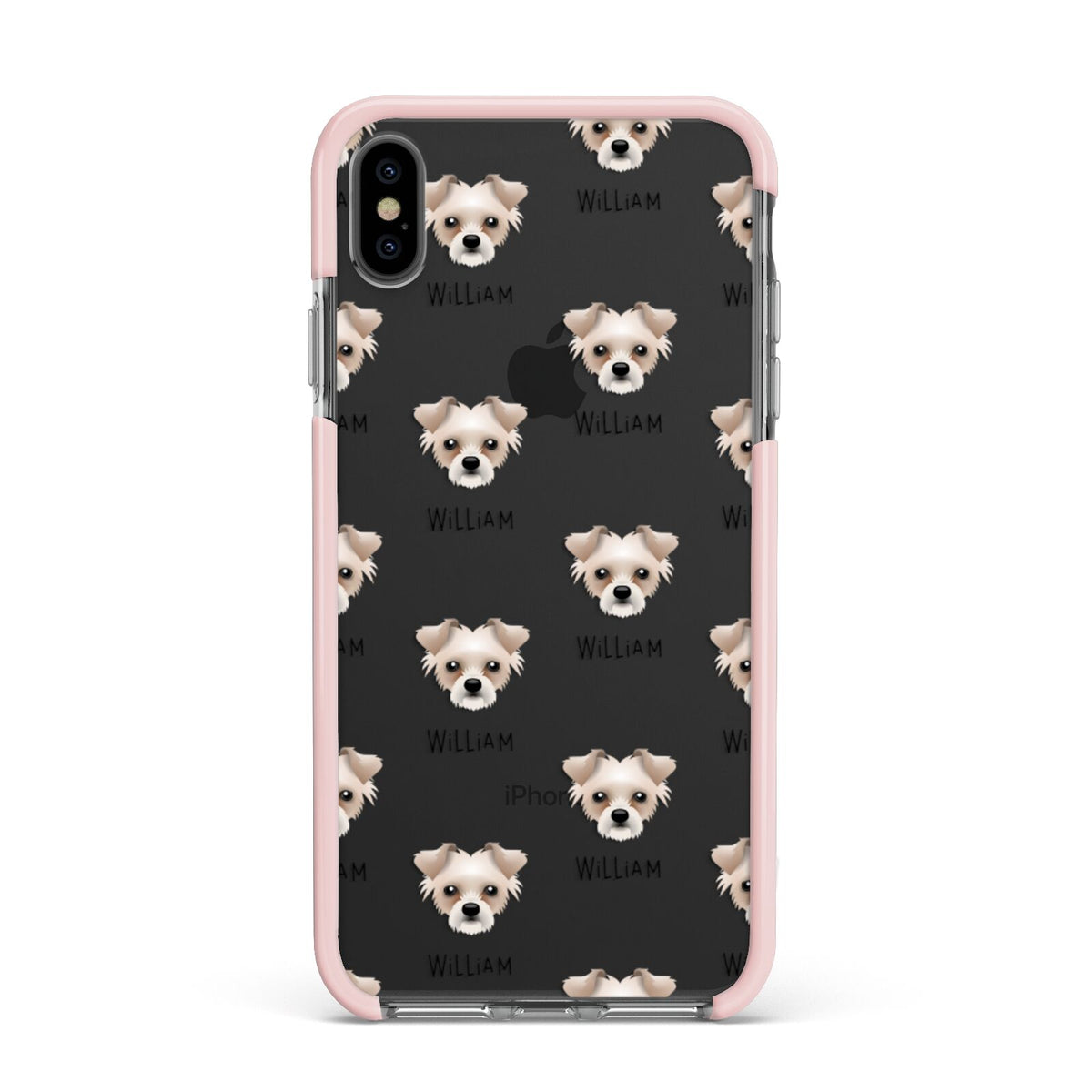 Chipoo Icon with Name Apple iPhone Xs Max Impact Case Pink Edge on Black Phone