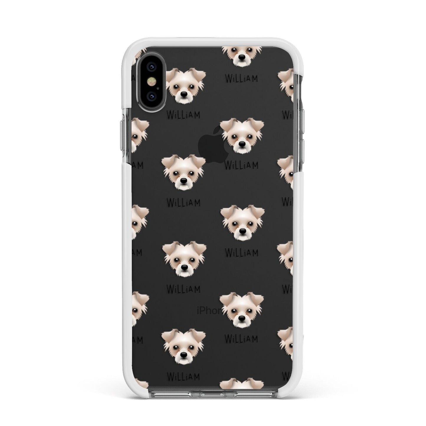 Chipoo Icon with Name Apple iPhone Xs Max Impact Case White Edge on Black Phone
