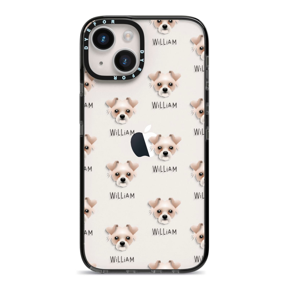 Chipoo Icon with Name iPhone 14 Black Impact Case on Silver phone