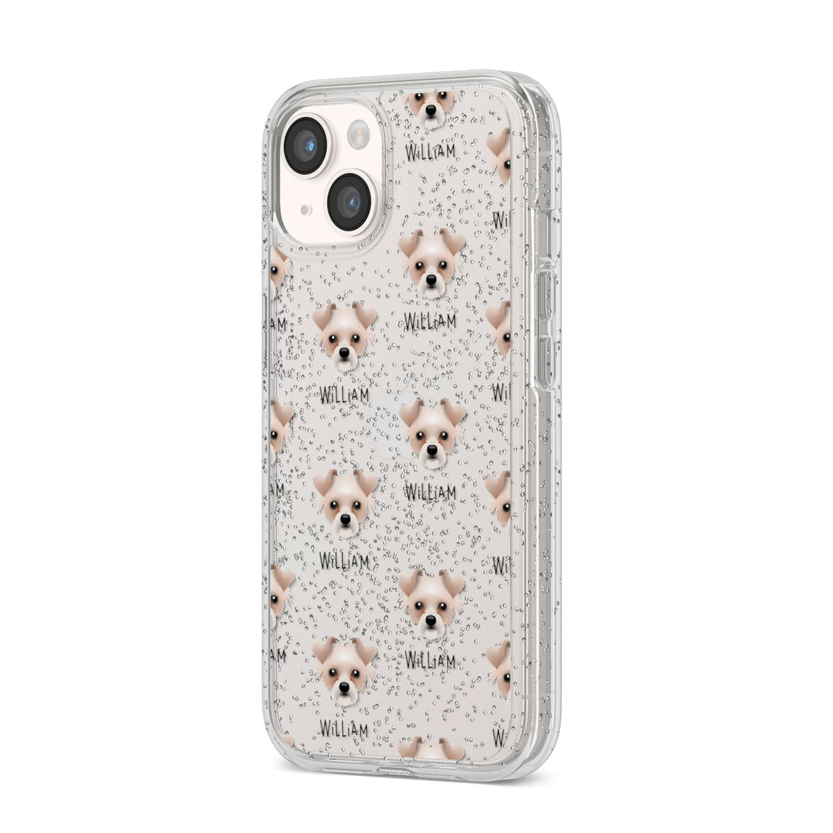 Chipoo Icon with Name iPhone 14 Glitter Tough Case Starlight Angled Image