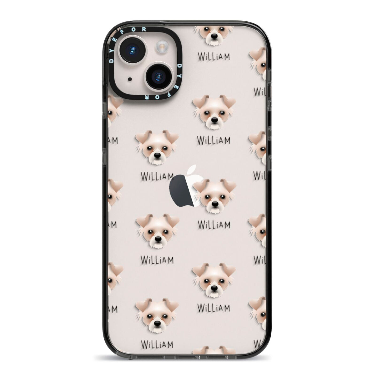 Chipoo Icon with Name iPhone 14 Plus Black Impact Case on Silver phone