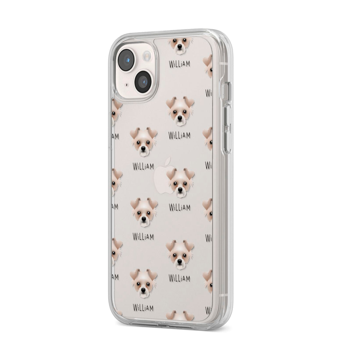 Chipoo Icon with Name iPhone 14 Plus Clear Tough Case Starlight Angled Image