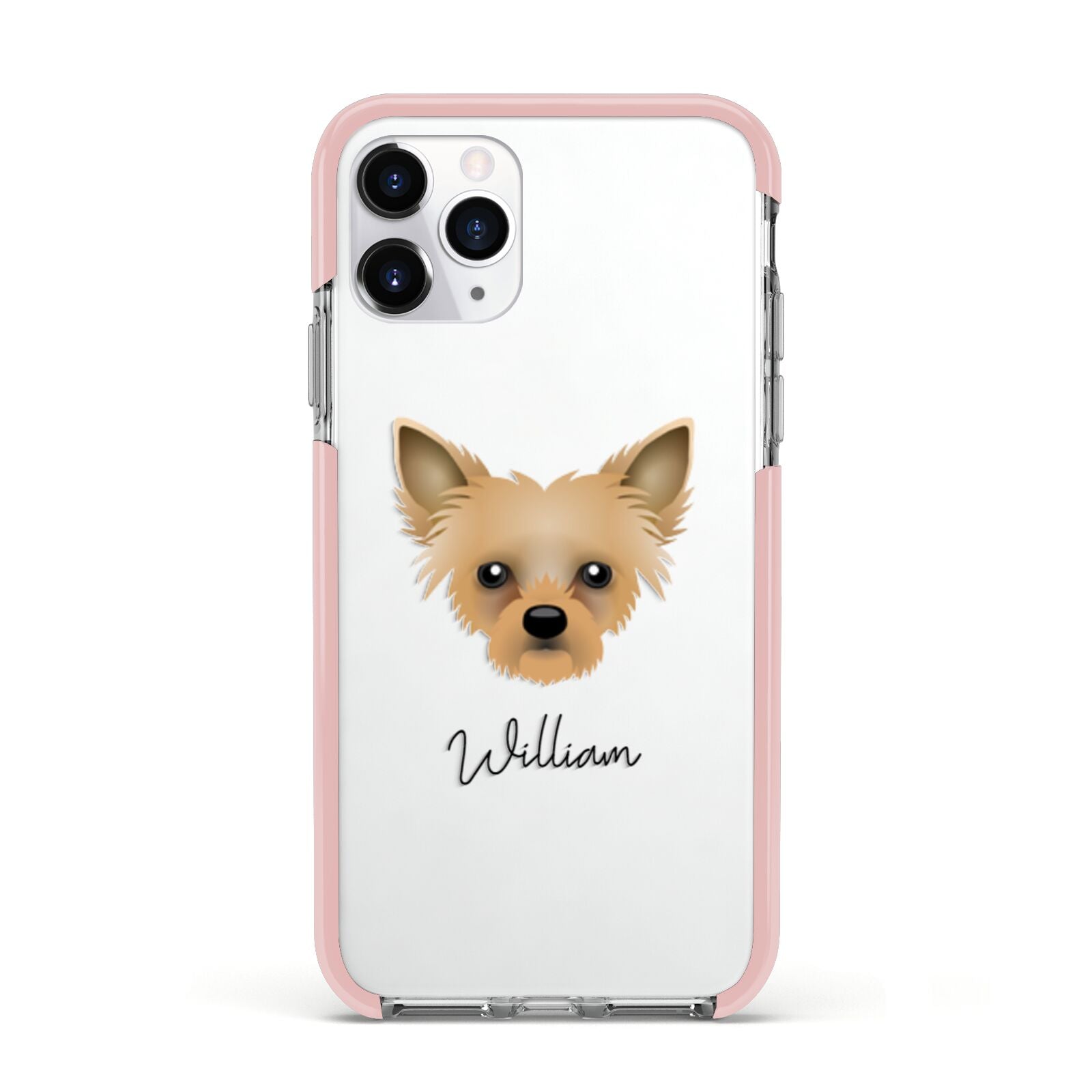 Chipoo Personalised Apple iPhone 11 Pro in Silver with Pink Impact Case