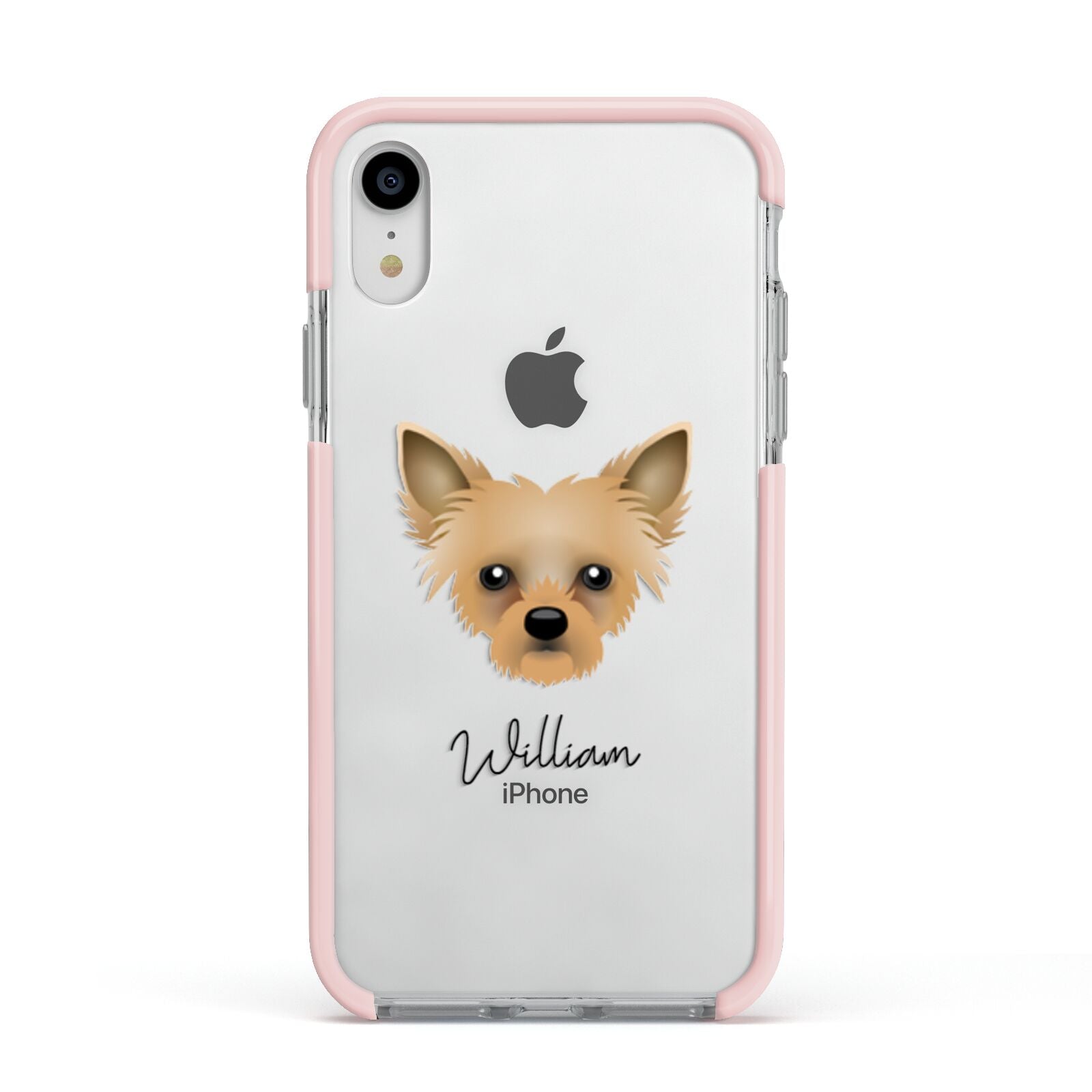 Chipoo Personalised Apple iPhone XR Impact Case Pink Edge on Silver Phone