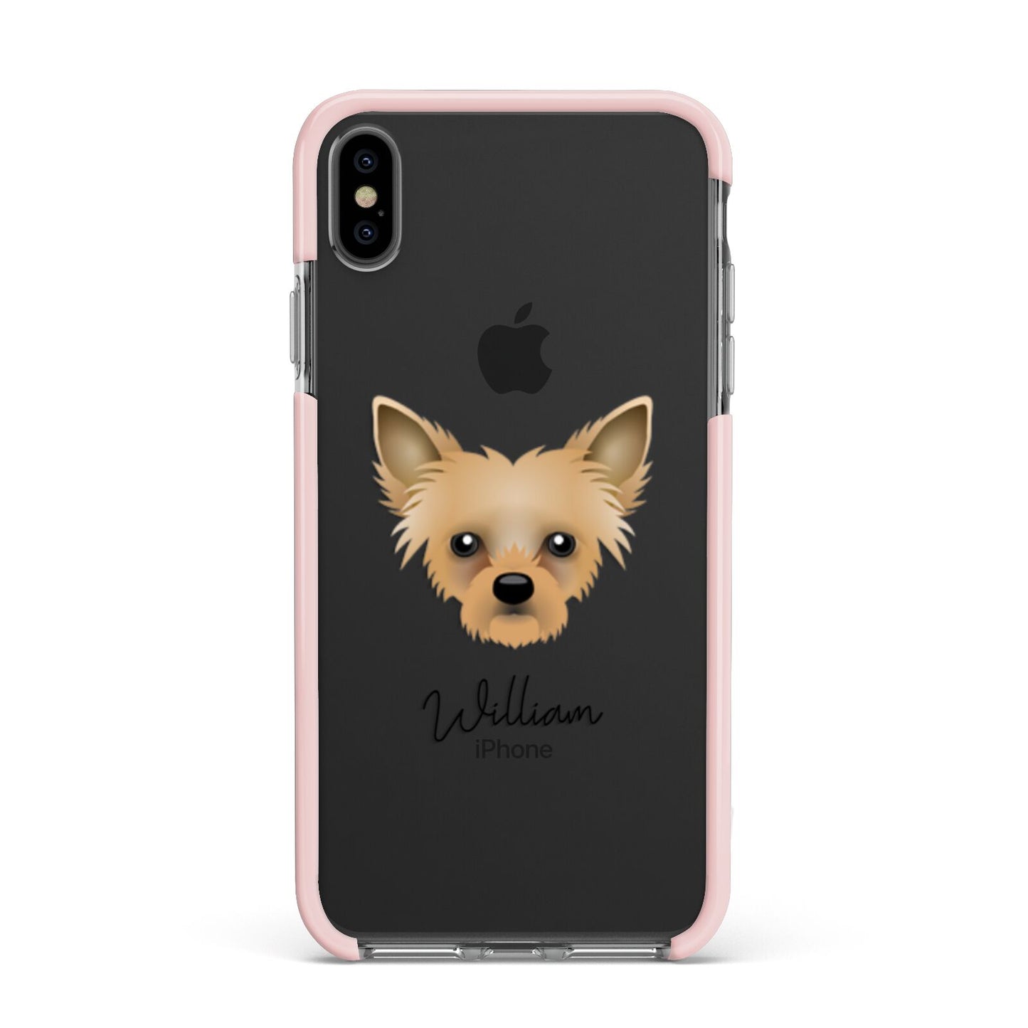 Chipoo Personalised Apple iPhone Xs Max Impact Case Pink Edge on Black Phone